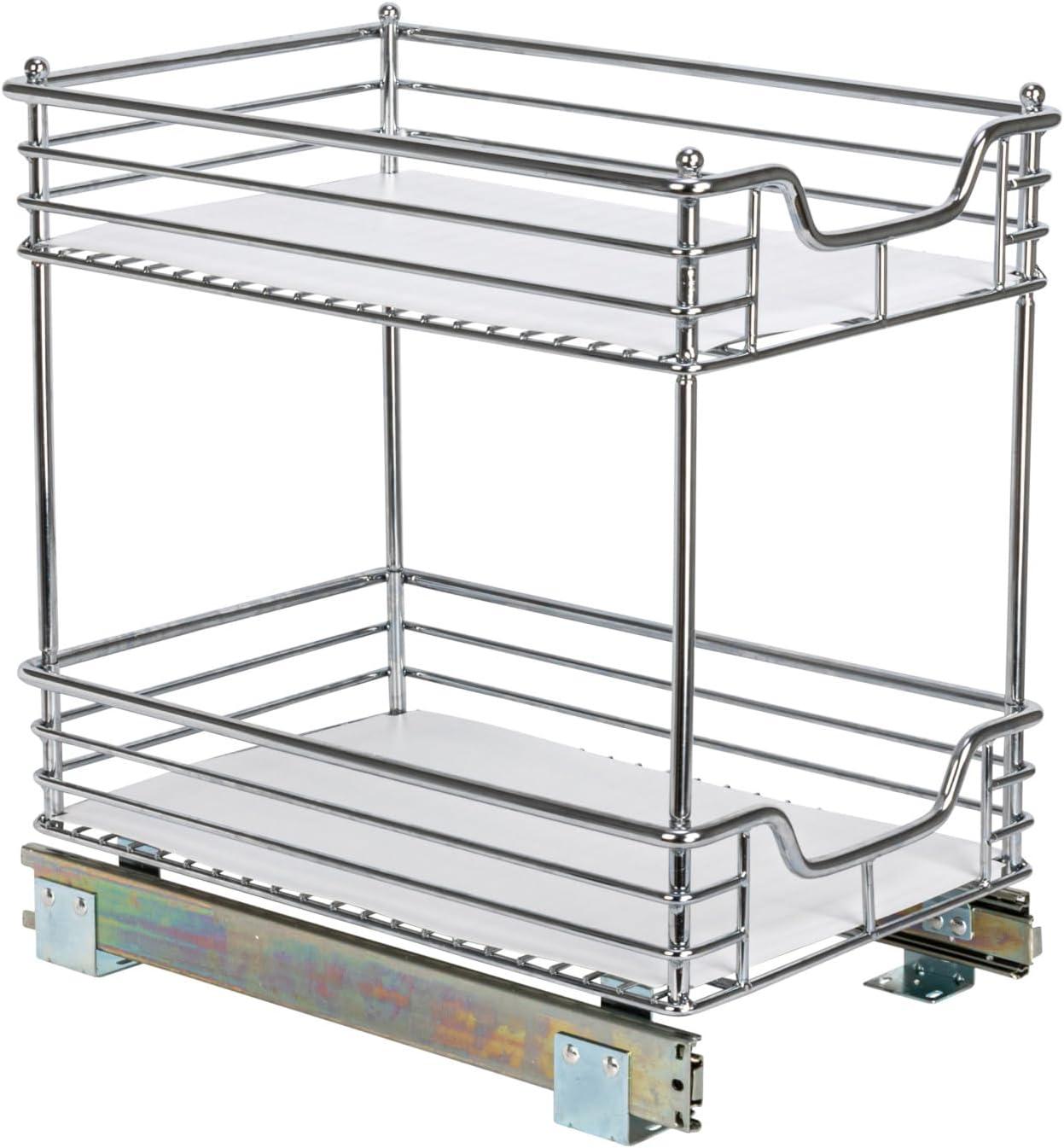 image:imageHousehold Essentials Glidez ChromePlated Steel 2Tier Sliding Under Sink Cabinet Organizer Chrome2Tier