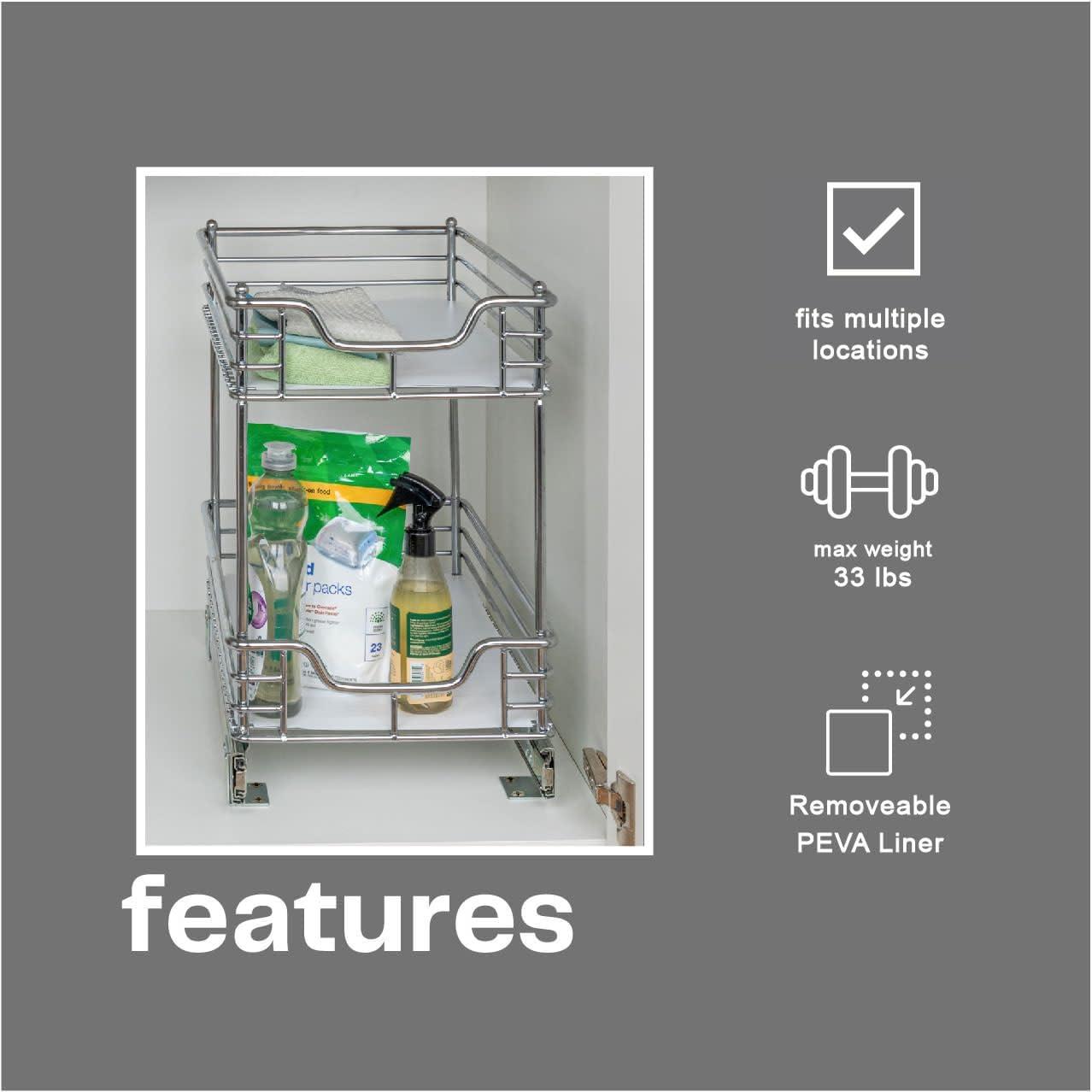 image:imageHousehold Essentials Glidez ChromePlated Steel 2Tier Sliding Under Sink Cabinet Organizer Chrome2Tier