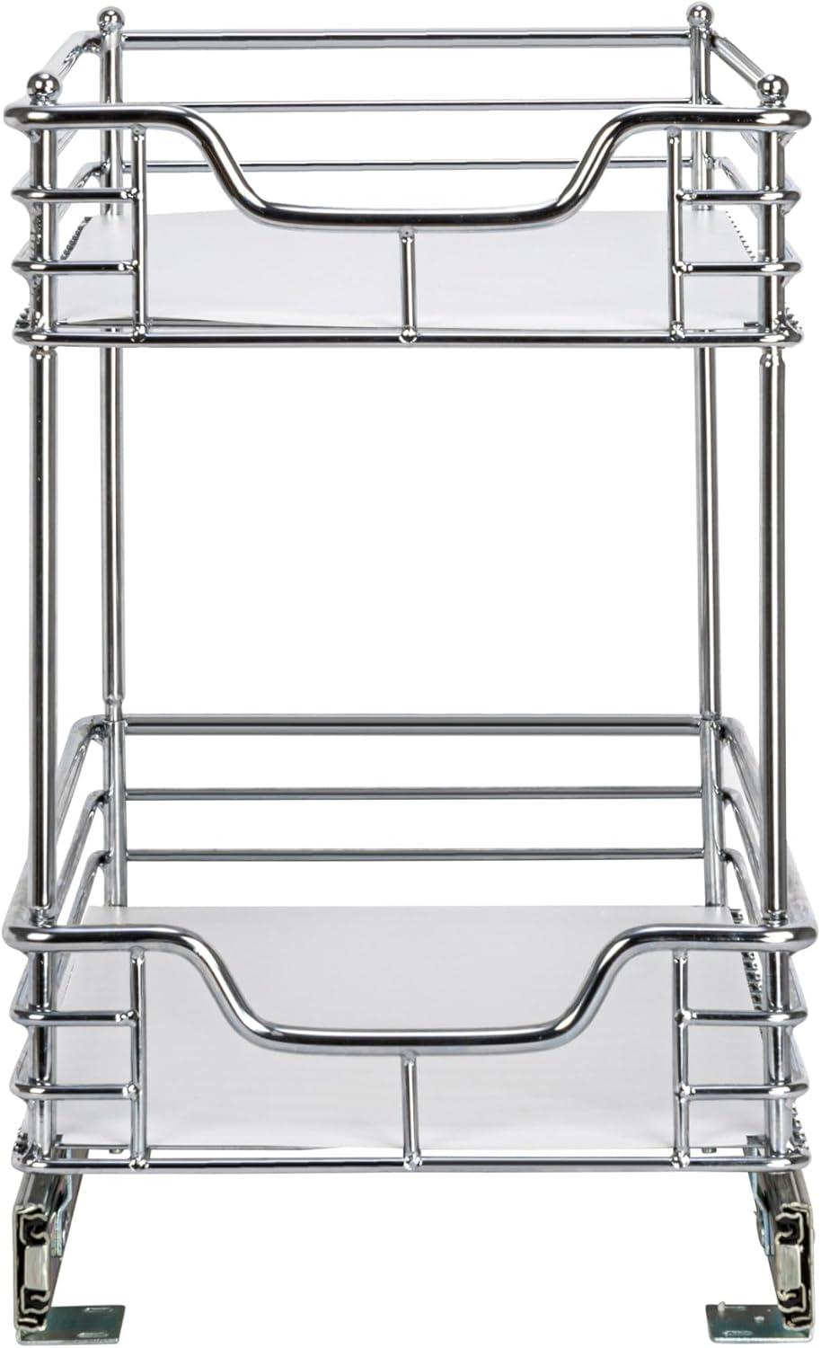 image:imageHousehold Essentials Glidez ChromePlated Steel 2Tier Sliding Under Sink Cabinet Organizer Chrome2Tier