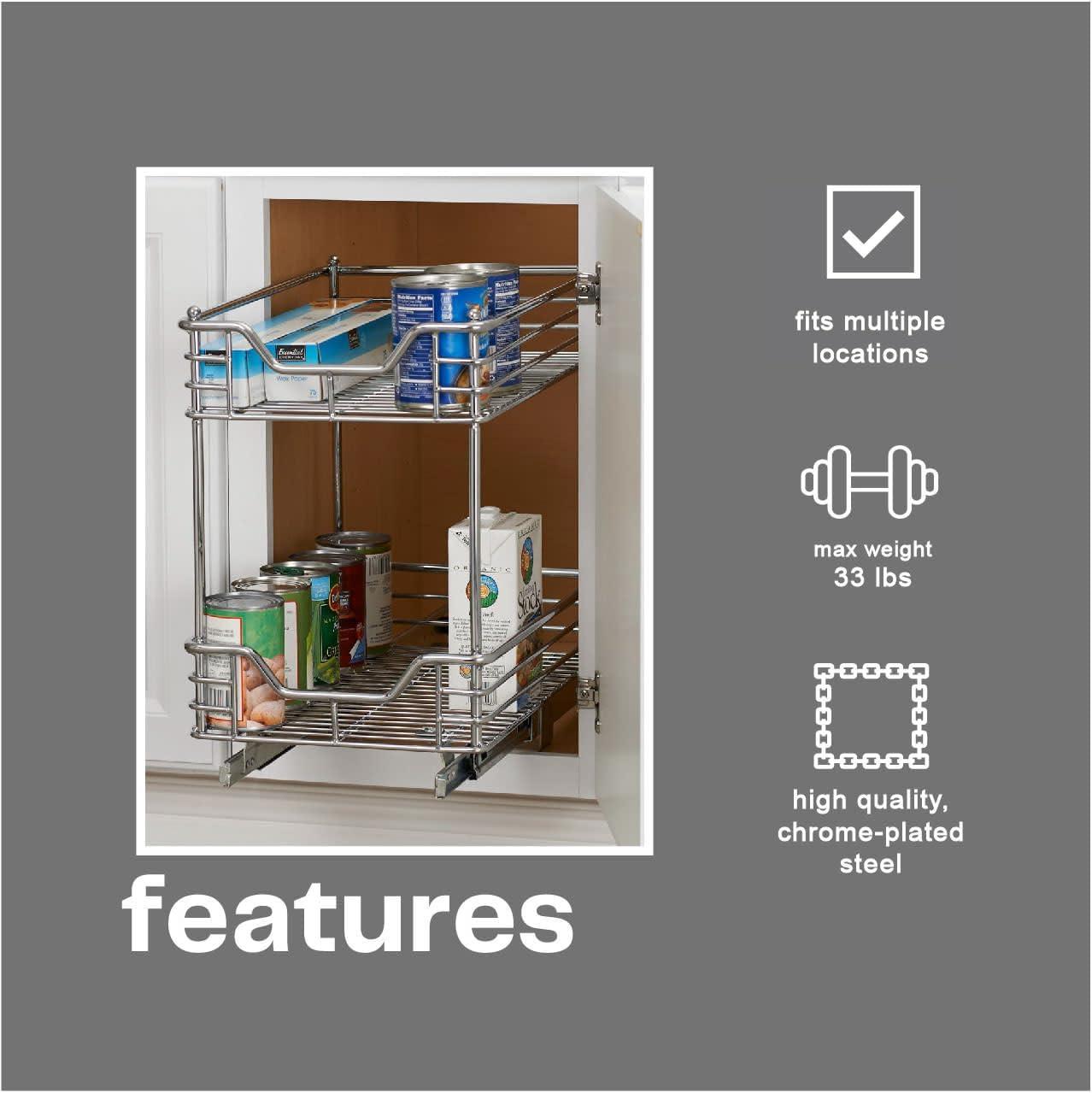 image:imageHousehold Essentials Glidez ChromePlated Steel 2Tier Sliding Under Sink Cabinet Organizer Chrome2Tier Sliding