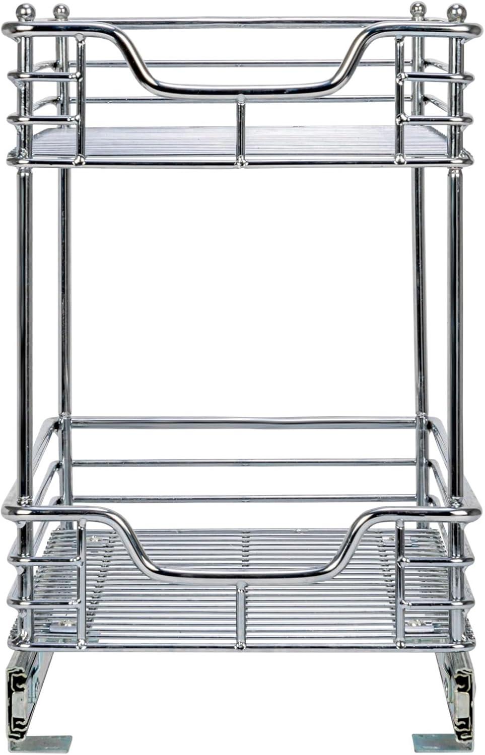 image:imageHousehold Essentials Glidez ChromePlated Steel 2Tier Sliding Under Sink Cabinet Organizer Chrome2Tier Sliding