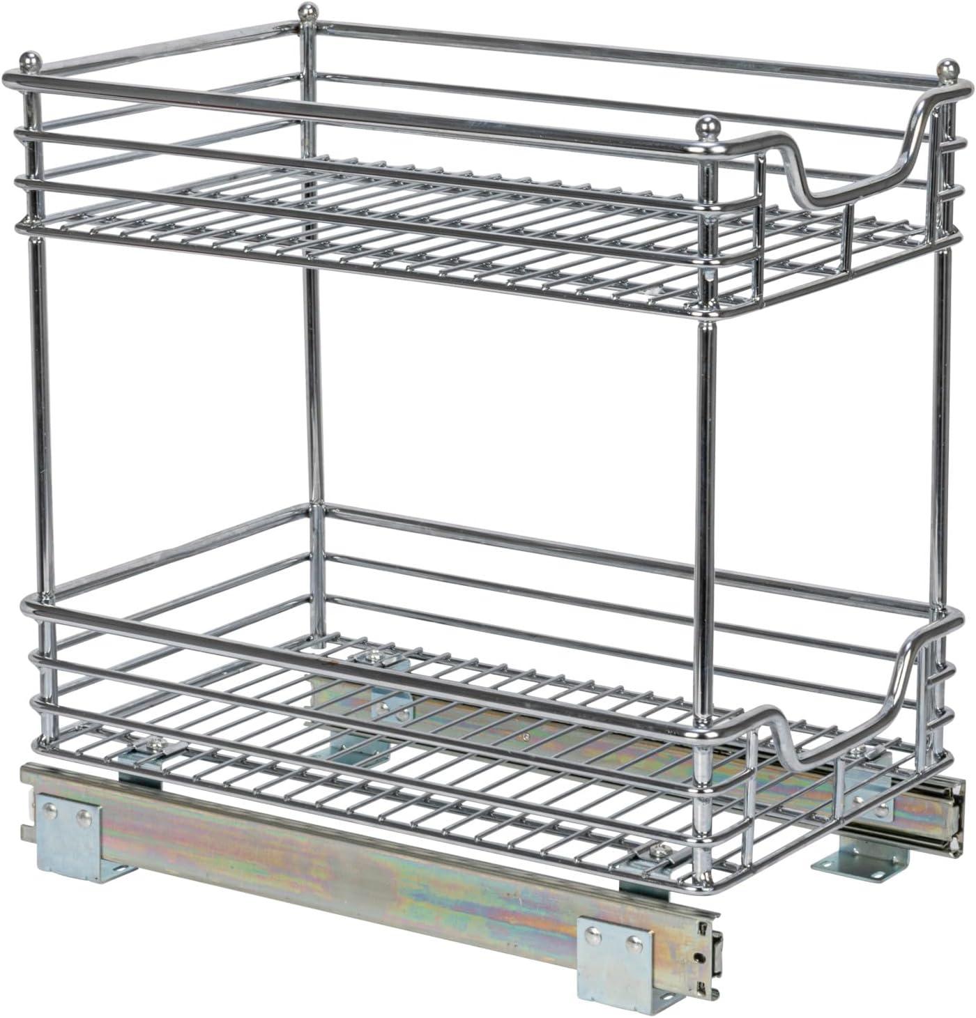 image:imageHousehold Essentials Glidez ChromePlated Steel 2Tier Sliding Under Sink Cabinet Organizer Chrome2Tier Sliding