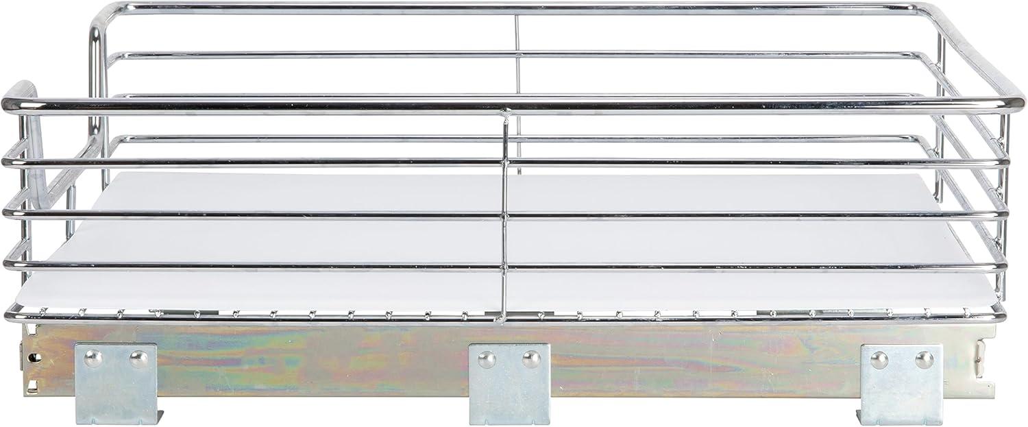 image:imageHousehold Essentials Glidez ChromePlated Steel 2Tier Sliding Under Sink Cabinet Organizer ChromeSingle Tier