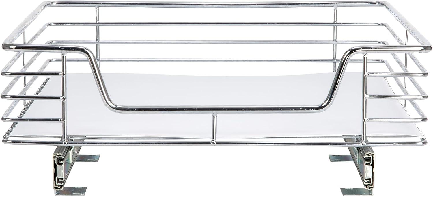 image:imageHousehold Essentials Glidez ChromePlated Steel 2Tier Sliding Under Sink Cabinet Organizer ChromeSingle Tier