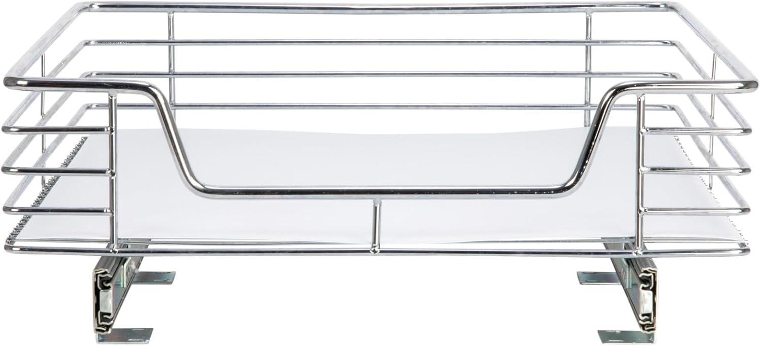 image:imageHousehold Essentials Glidez ChromePlated Steel 2Tier Sliding Under Sink Cabinet Organizer ChromeSingle Tier