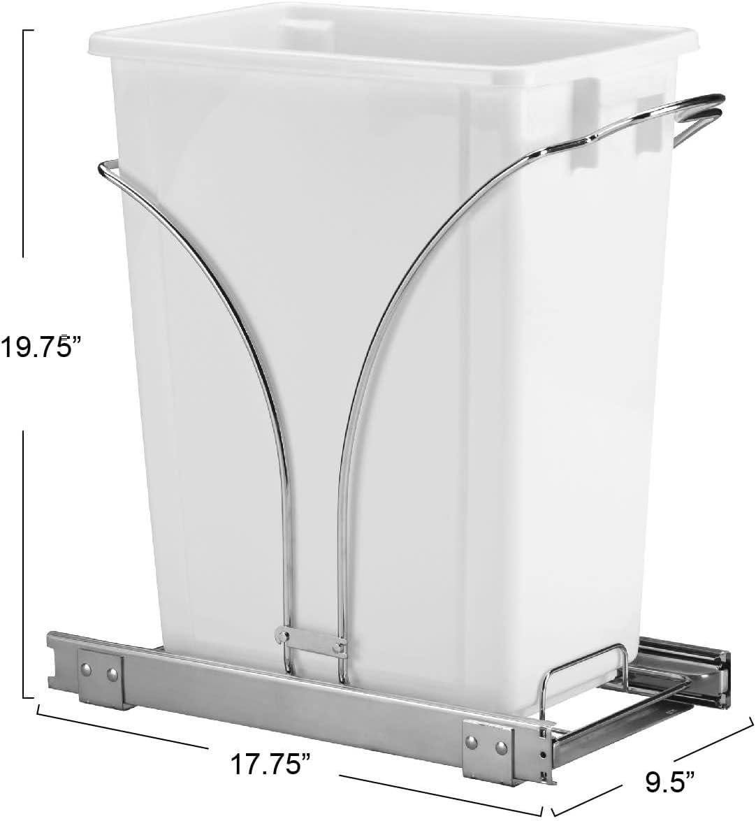 image:imageHousehold Essentials Glidez ChromePlated Steel PullOutSlideOut Discreet Double 9 Gallon Plastic Trash Cans and Recycling Bins for Under Cabinet Use Fits Standard Size Cabinet Chrome and WhiteWhite