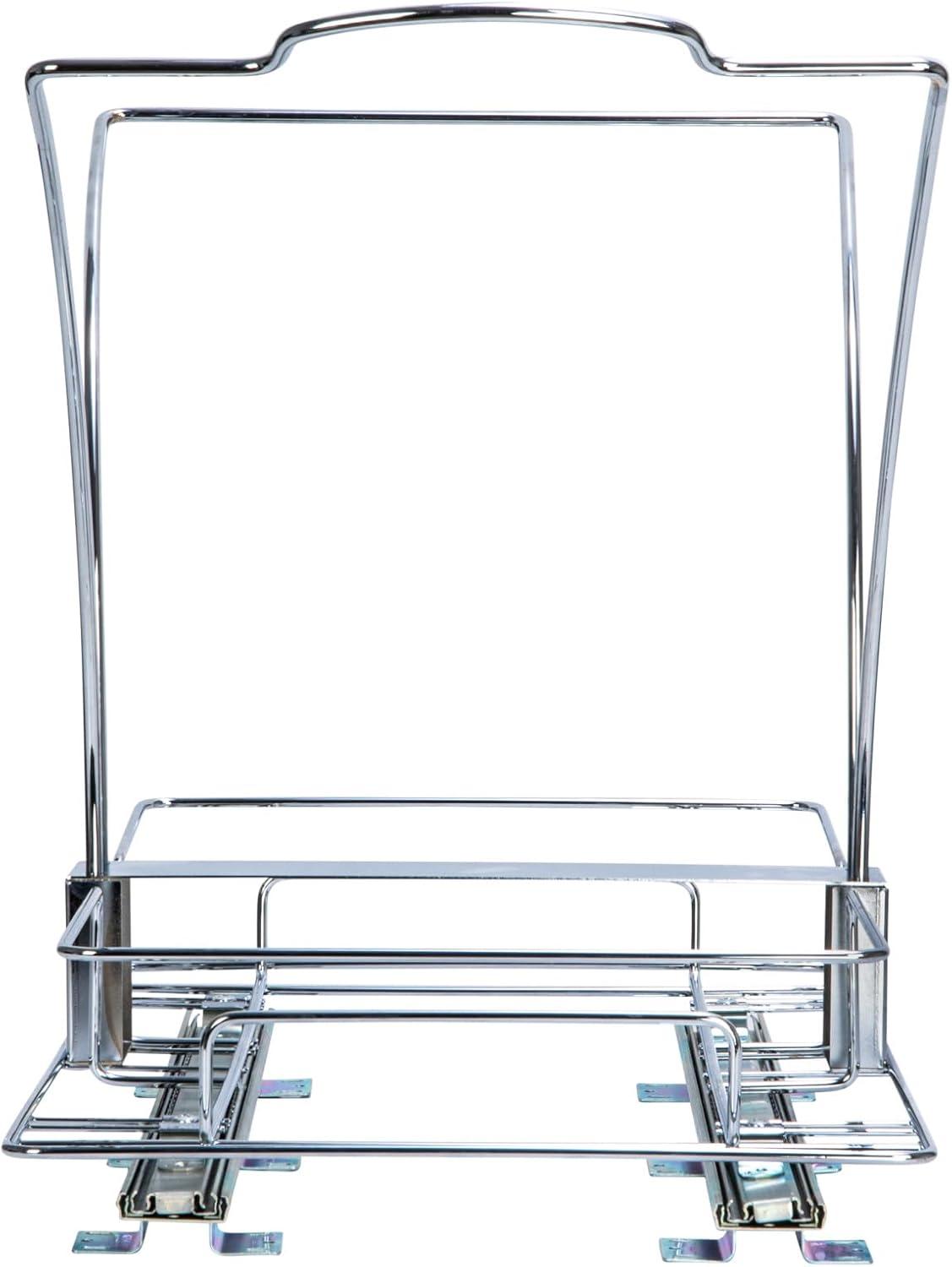 image:imageHousehold Essentials Glidez ChromePlated Steel PullOutSlideOut Discreet Double 9 Gallon Plastic Trash Cans and Recycling Bins for Under Cabinet Use Fits Standard Size Cabinet Chrome and WhiteWhite