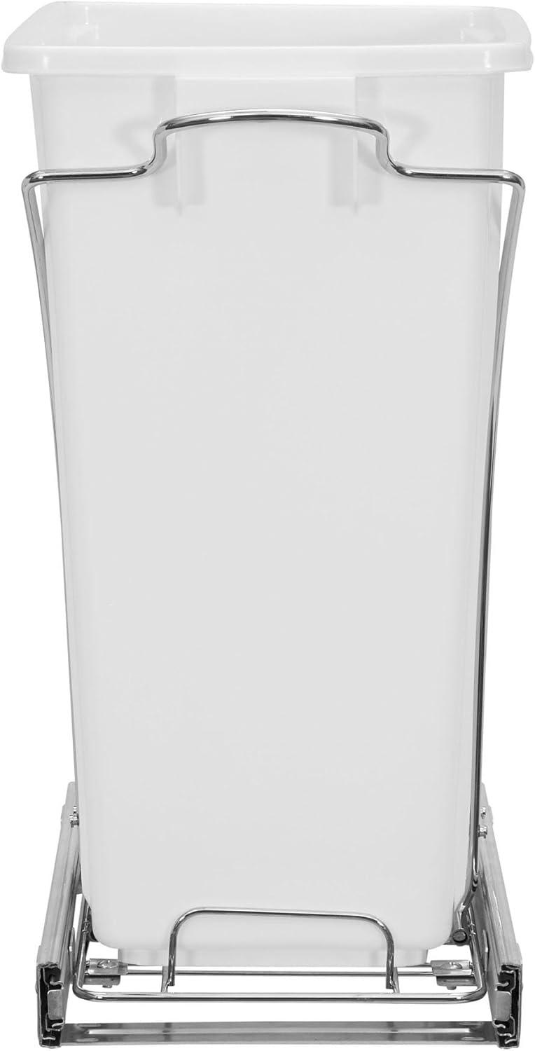 image:imageHousehold Essentials Glidez ChromePlated Steel PullOutSlideOut Discreet Double 9 Gallon Plastic Trash Cans and Recycling Bins for Under Cabinet Use Fits Standard Size Cabinet Chrome and WhiteWhite