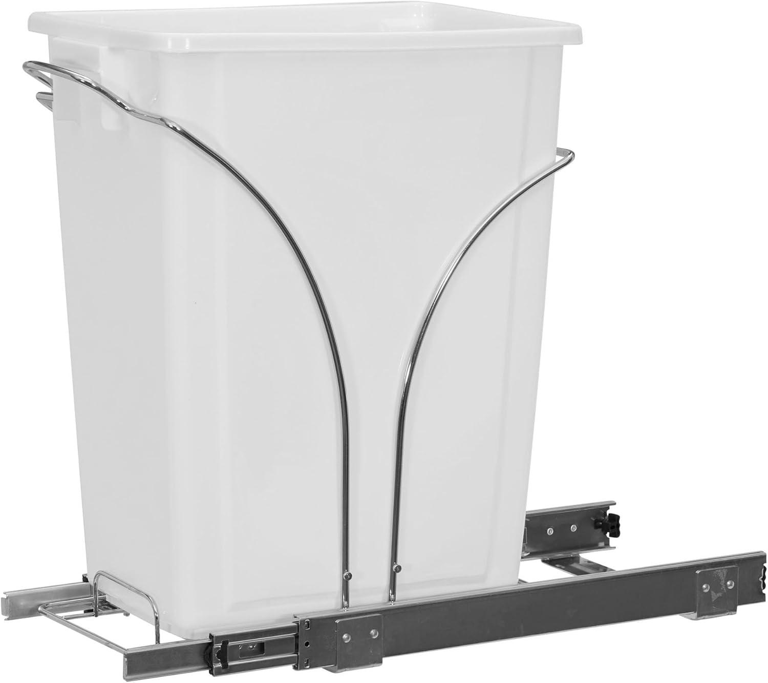 image:imageHousehold Essentials Glidez ChromePlated Steel PullOutSlideOut Discreet Double 9 Gallon Plastic Trash Cans and Recycling Bins for Under Cabinet Use Fits Standard Size Cabinet Chrome and WhiteWhite