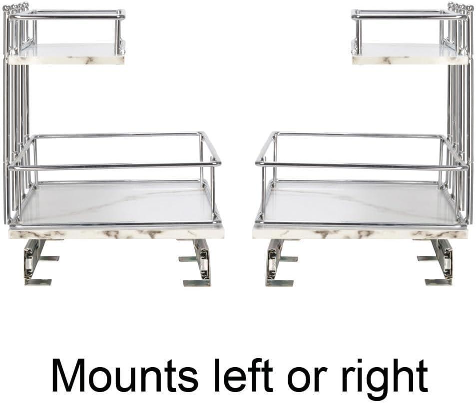 image:imageHousehold Essentials Glidez ChromePlated Steel and Faux Marble PullOutSlideOut Storage Organizer for Under Sink or Cabinet 2Tier Design Fits Standard Size Cabinet or Shelf White and ChromeUndersink