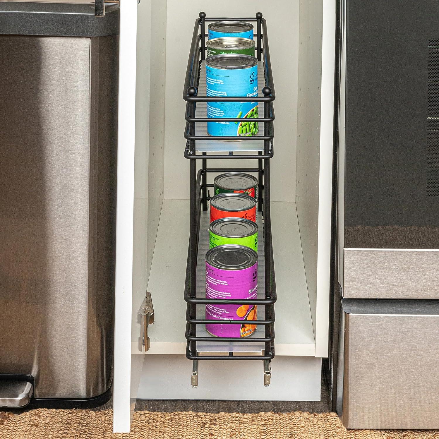 image:imageHousehold Essentials Glidez PowderCoated Steel PullOutSlideOut Basket Storage Organizer for Under Sink or Under Cabinet Use 2Tier Design Fits Standard Size Cabinet or Shelf WhiteBlack