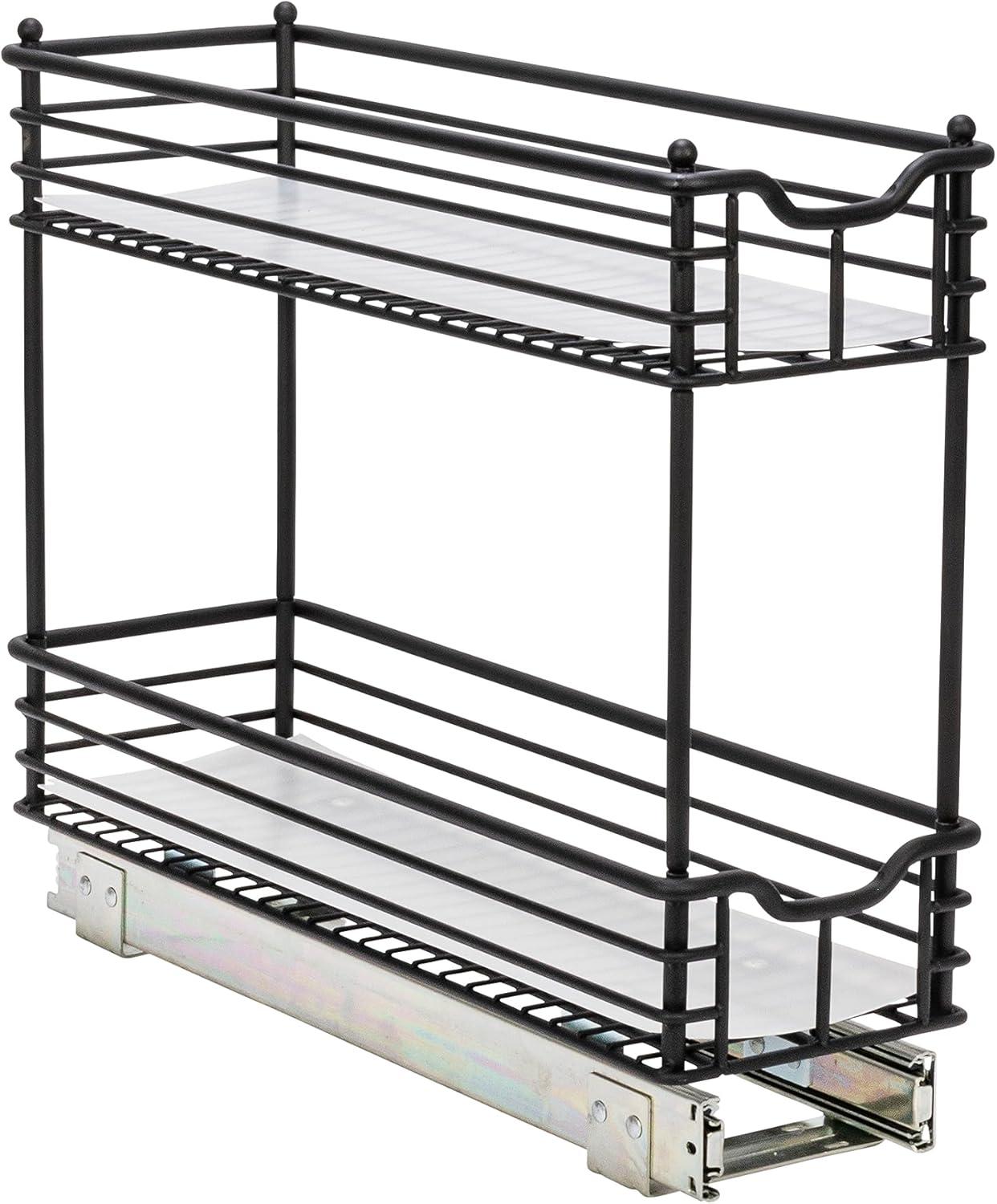 image:imageHousehold Essentials Glidez PowderCoated Steel PullOutSlideOut Basket Storage Organizer for Under Sink or Under Cabinet Use 2Tier Design Fits Standard Size Cabinet or Shelf WhiteBlack