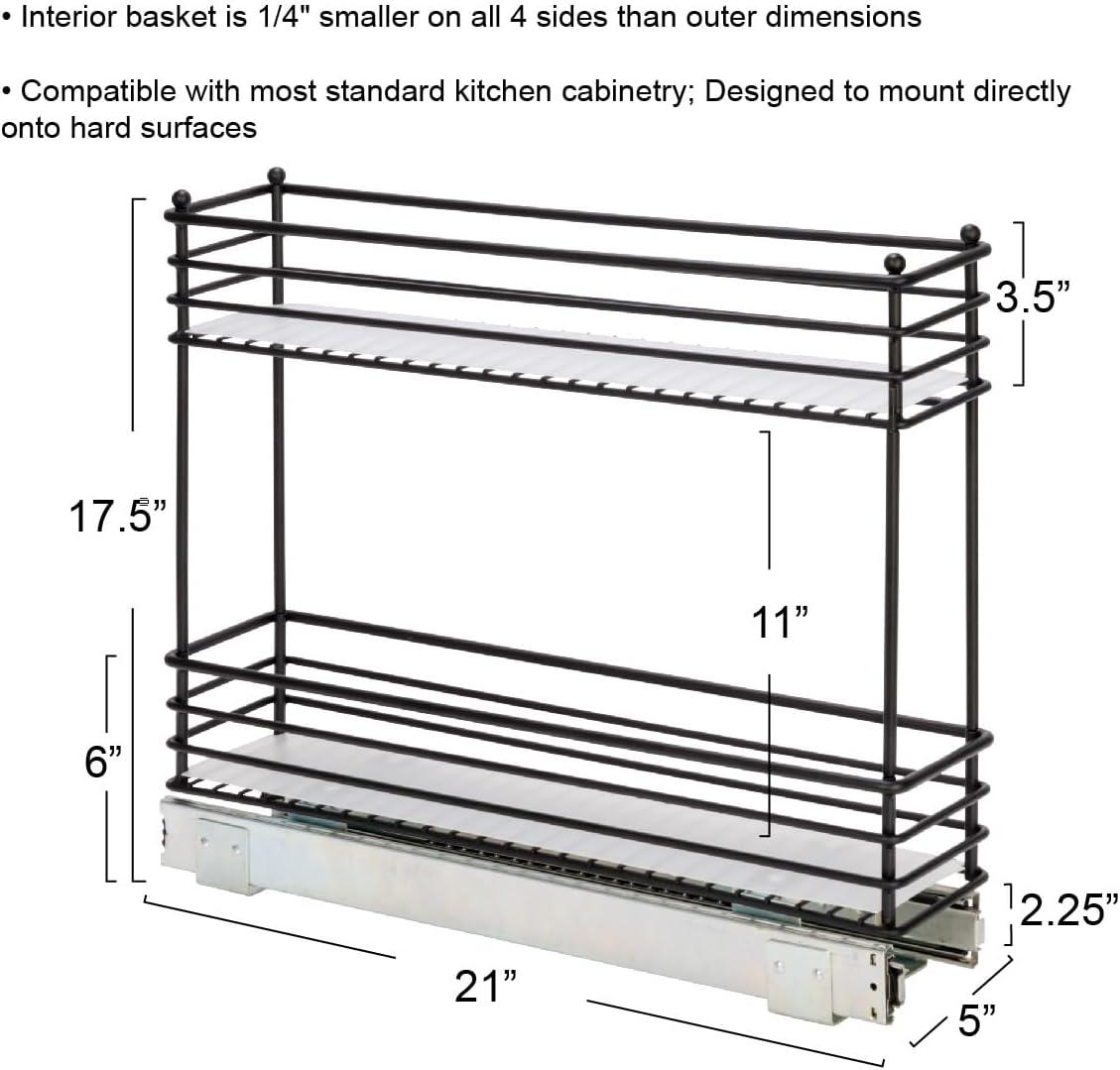image:imageHousehold Essentials Glidez PowderCoated Steel PullOutSlideOut Basket Storage Organizer for Under Sink or Under Cabinet Use 2Tier Design Fits Standard Size Cabinet or Shelf WhiteBlack
