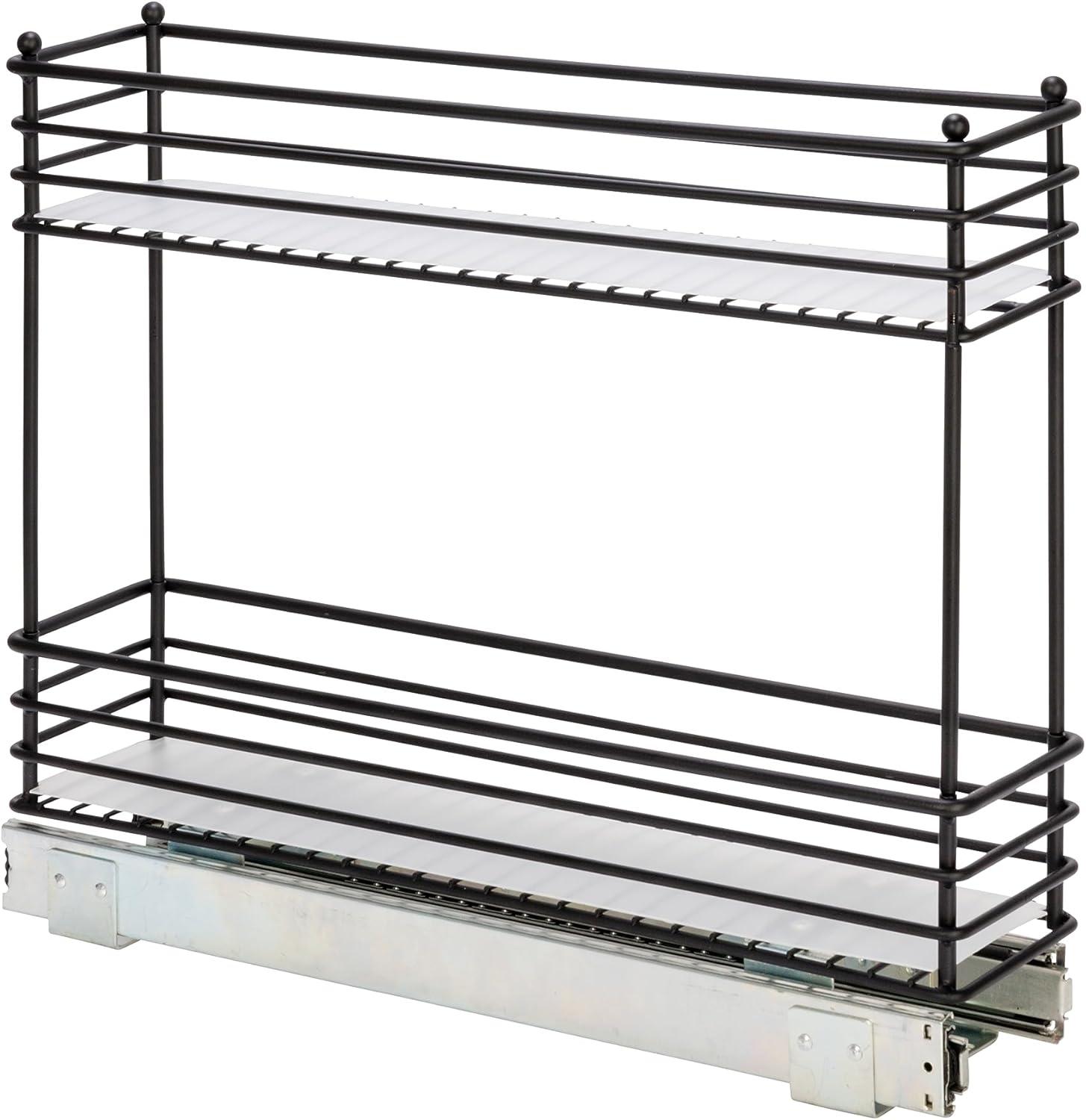 image:imageHousehold Essentials Glidez PowderCoated Steel PullOutSlideOut Basket Storage Organizer for Under Sink or Under Cabinet Use 2Tier Design Fits Standard Size Cabinet or Shelf WhiteBlack