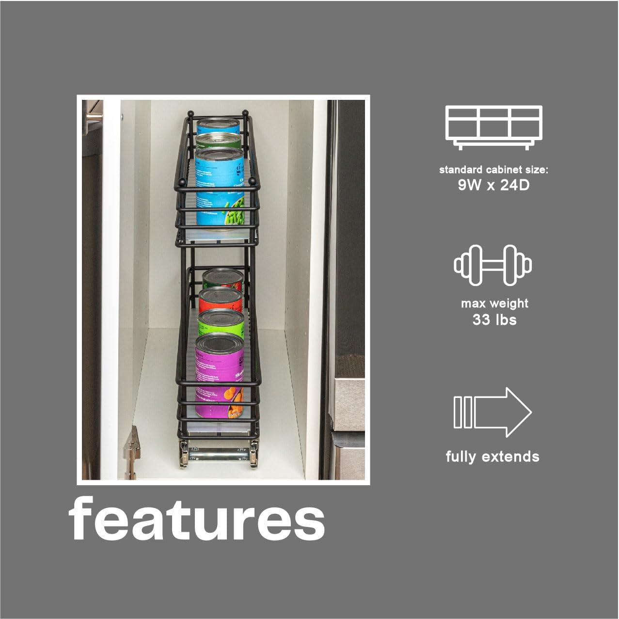image:imageHousehold Essentials Glidez PowderCoated Steel PullOutSlideOut Basket Storage Organizer for Under Sink or Under Cabinet Use 2Tier Design Fits Standard Size Cabinet or Shelf WhiteBlack