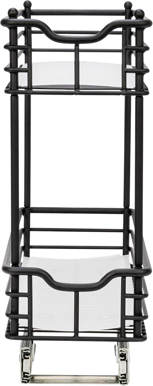 image:imageHousehold Essentials Glidez PowderCoated Steel PullOutSlideOut Basket Storage Organizer for Under Sink or Under Cabinet Use 2Tier Design Fits Standard Size Cabinet or Shelf WhiteBlack