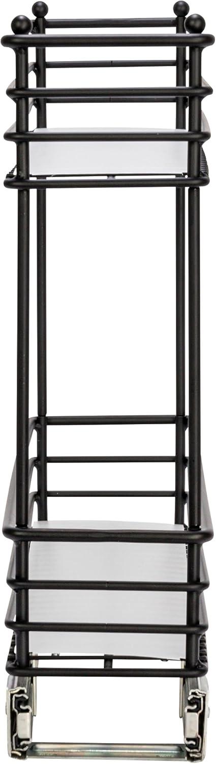 image:imageHousehold Essentials Glidez PowderCoated Steel PullOutSlideOut Basket Storage Organizer for Under Sink or Under Cabinet Use 2Tier Design Fits Standard Size Cabinet or Shelf WhiteBlack