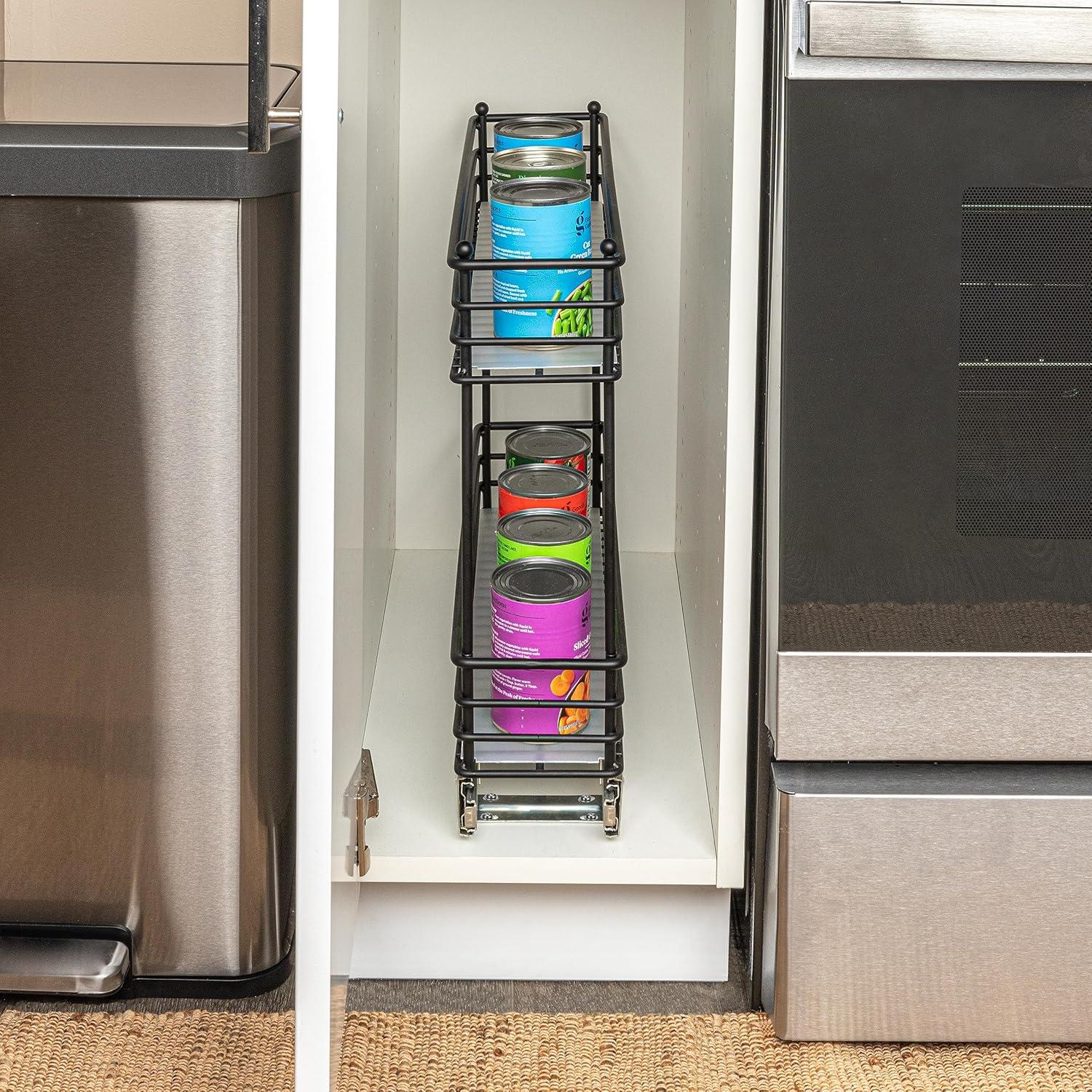 image:imageHousehold Essentials Glidez PowderCoated Steel PullOutSlideOut Basket Storage Organizer for Under Sink or Under Cabinet Use 2Tier Design Fits Standard Size Cabinet or Shelf WhiteBlack