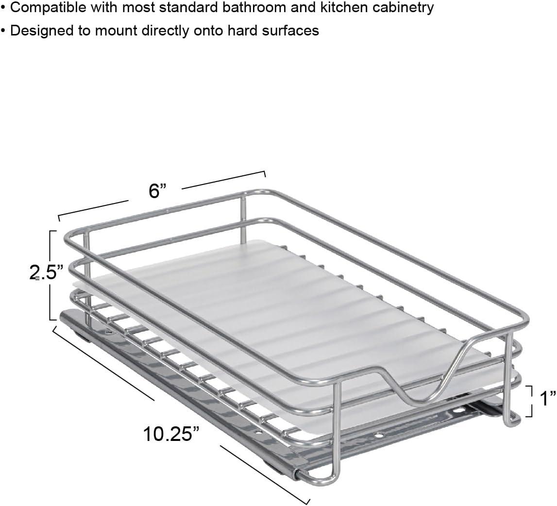 image:imageHousehold Essentials Glidez PowderCoated Steel PullOutSlideOut Storage Organizer with Plastic Liners for Spice Rack Use 2 Tier Design Fits Standard Size Cabinet or Shelf Brushed Silver1Tier