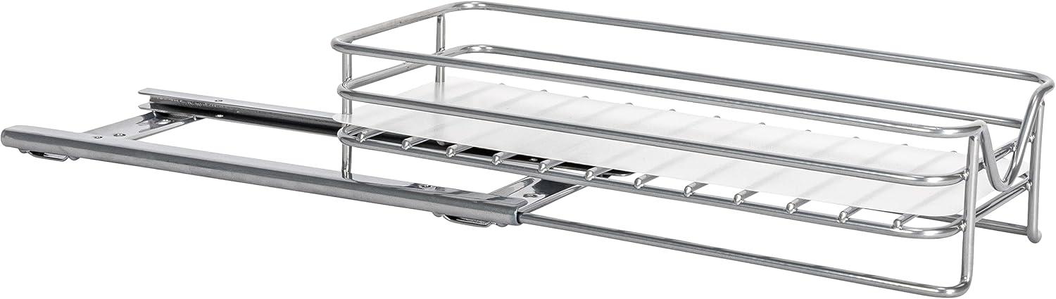 image:imageHousehold Essentials Glidez PowderCoated Steel PullOutSlideOut Storage Organizer with Plastic Liners for Spice Rack Use 2 Tier Design Fits Standard Size Cabinet or Shelf Brushed Silver1Tier