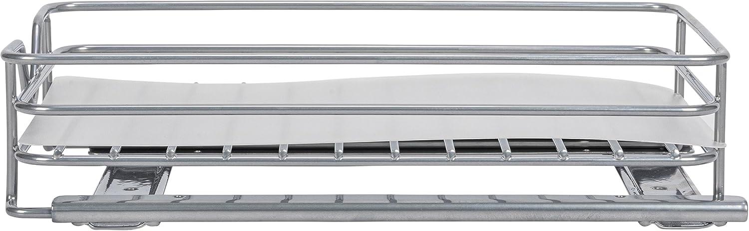 image:imageHousehold Essentials Glidez PowderCoated Steel PullOutSlideOut Storage Organizer with Plastic Liners for Spice Rack Use 2 Tier Design Fits Standard Size Cabinet or Shelf Brushed Silver1Tier