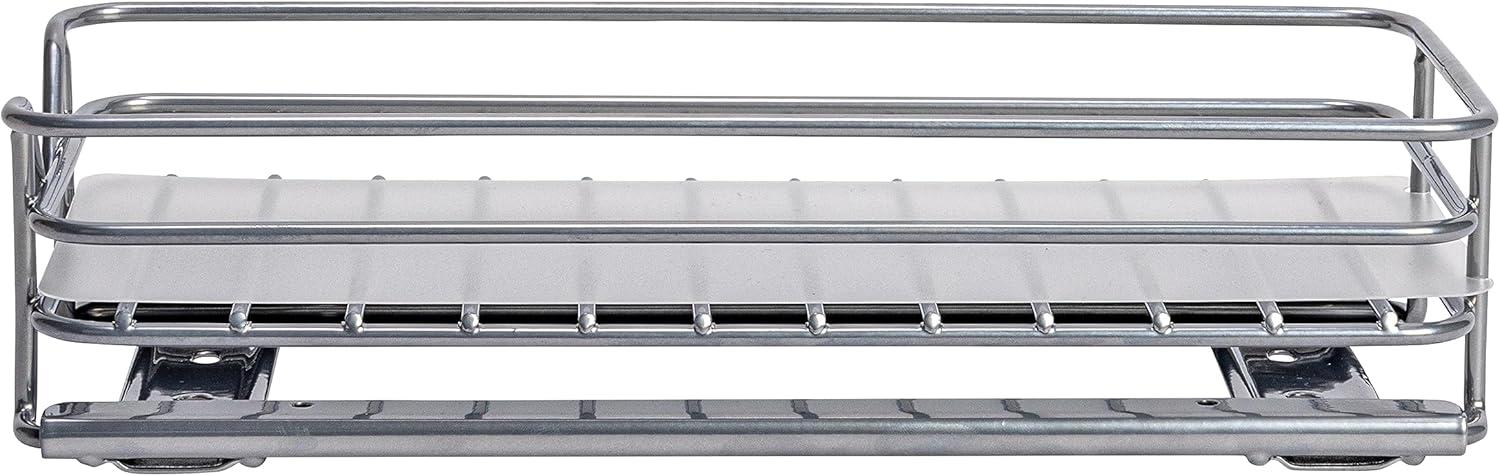 image:imageHousehold Essentials Glidez PowderCoated Steel PullOutSlideOut Storage Organizer with Plastic Liners for Spice Rack Use 2 Tier Design Fits Standard Size Cabinet or Shelf Brushed Silver1Tier