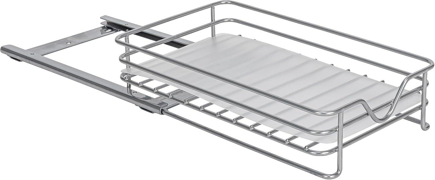 image:imageHousehold Essentials Glidez PowderCoated Steel PullOutSlideOut Storage Organizer with Plastic Liners for Spice Rack Use 2 Tier Design Fits Standard Size Cabinet or Shelf Brushed Silver1Tier