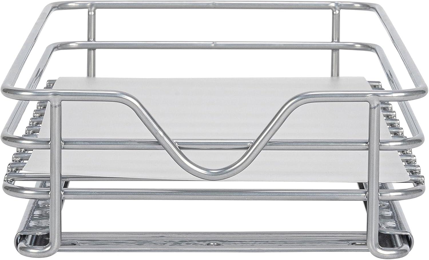image:imageHousehold Essentials Glidez PowderCoated Steel PullOutSlideOut Storage Organizer with Plastic Liners for Spice Rack Use 2 Tier Design Fits Standard Size Cabinet or Shelf Brushed Silver1Tier