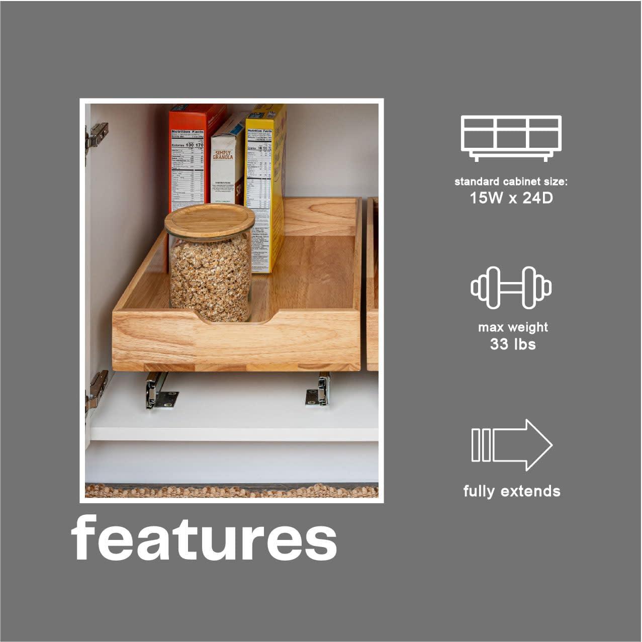 image:imageHousehold Essentials Glidez Steel and Wood PullOutSlideOut Storage Organizer for Under Cabinet Use 1Tier Design Fits Standard Size Cabinet or Shelf Brushed Nickel and Natural1Tier