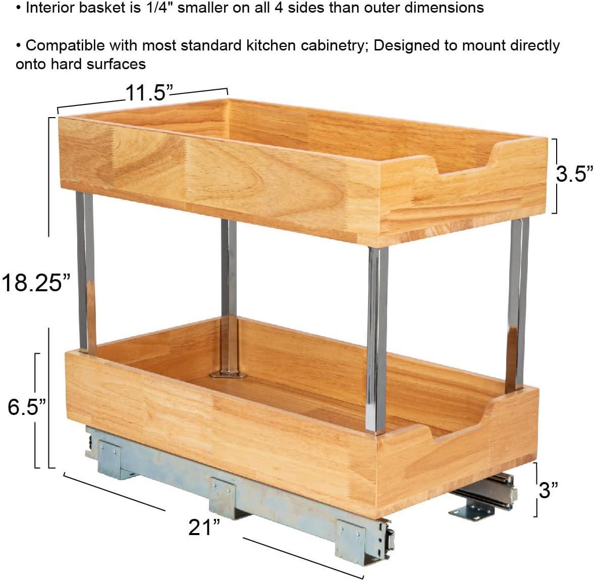 image:imageHousehold Essentials Glidez Steel and Wood PullOutSlideOut Storage Organizer for Under Cabinet Use 1Tier Design Fits Standard Size Cabinet or Shelf Brushed Nickel and Natural2Tier