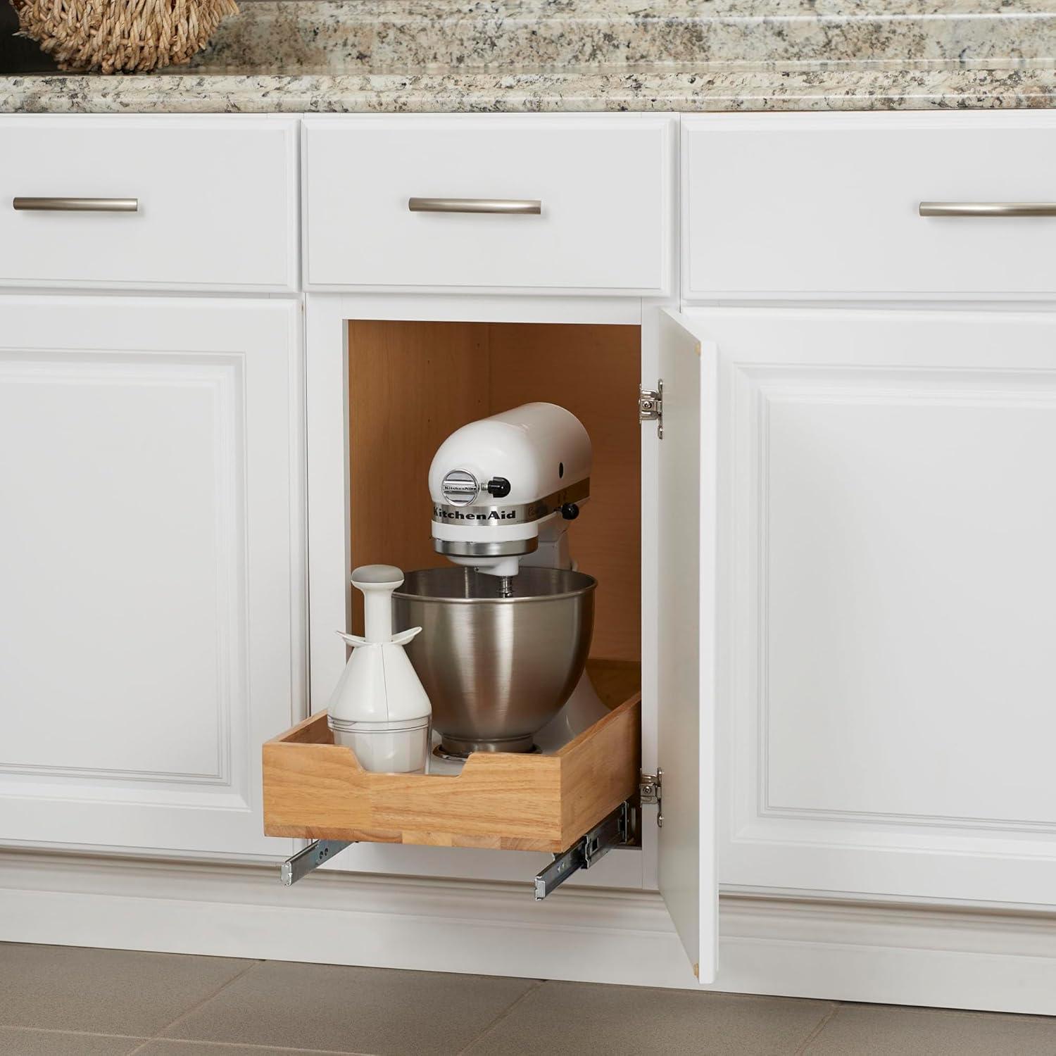 image:imageHousehold Essentials Glidez Steel and Wood PullOutSlideOut Storage Organizer for Under Cabinet Use 1Tier Design Fits Standard Size Cabinet or Shelf Brushed Nickel and Natural1Tier