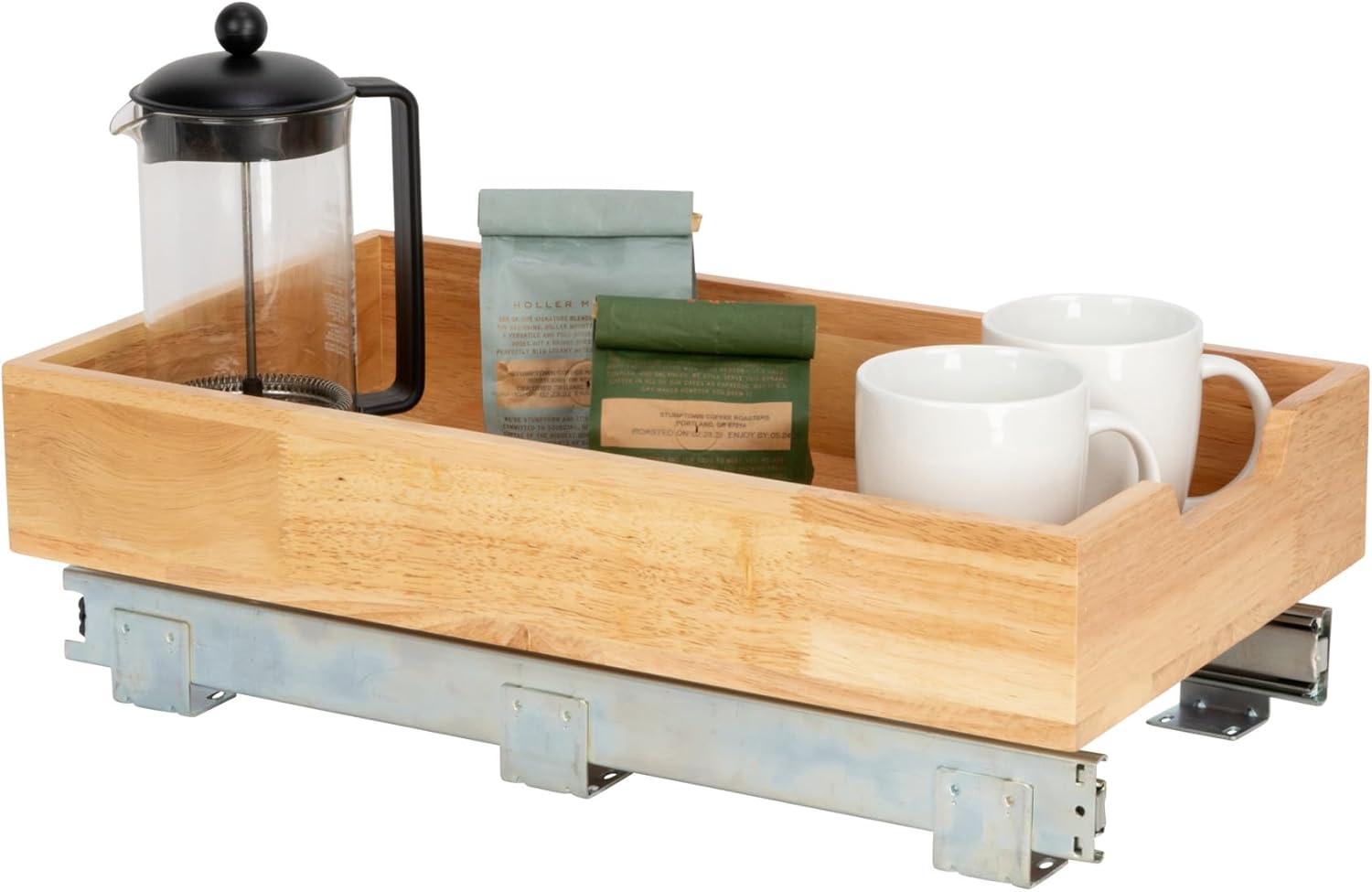 image:imageHousehold Essentials Glidez Steel and Wood PullOutSlideOut Storage Organizer for Under Cabinet Use 1Tier Design Fits Standard Size Cabinet or Shelf Brushed Nickel and Natural1Tier