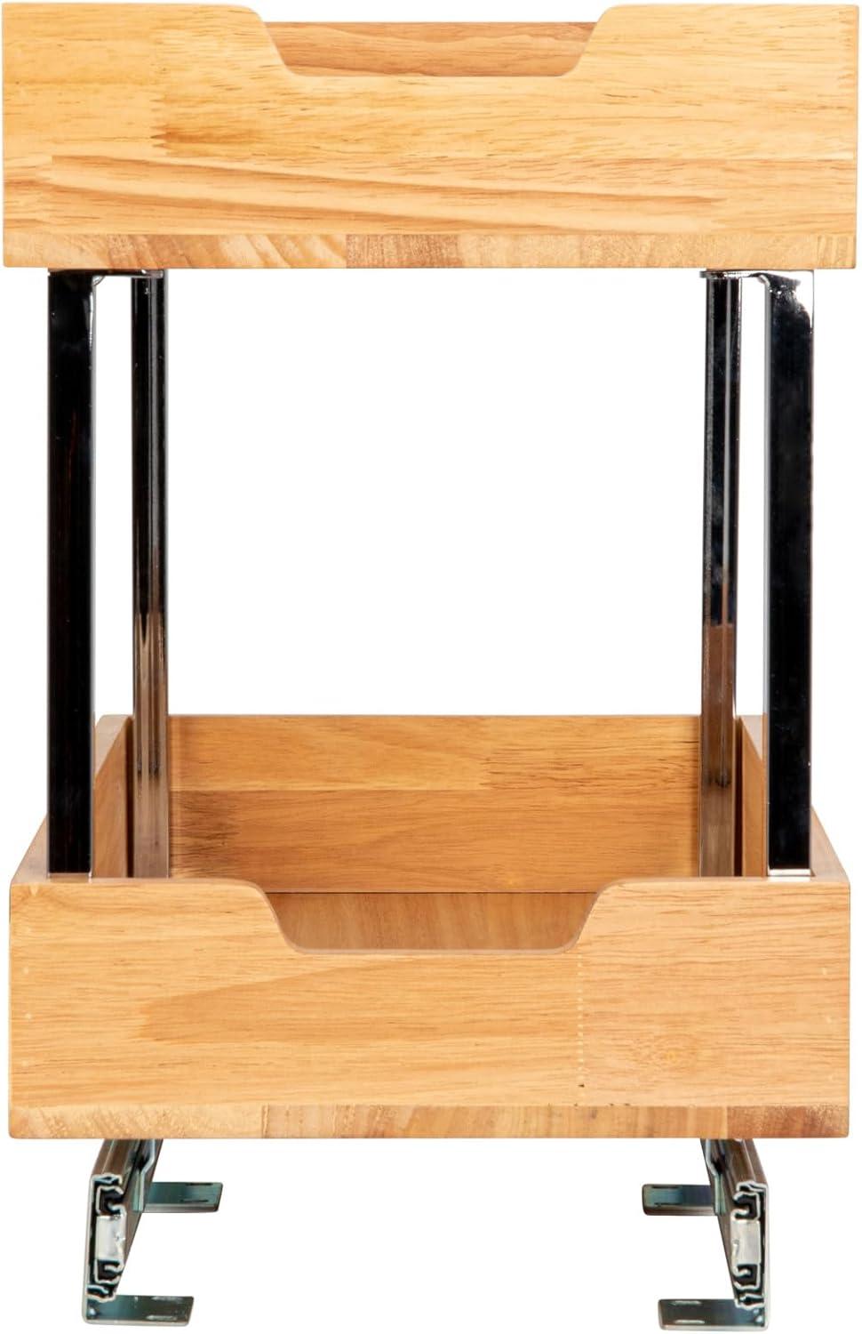 image:imageHousehold Essentials Glidez Steel and Wood PullOutSlideOut Storage Organizer for Under Cabinet Use 1Tier Design Fits Standard Size Cabinet or Shelf Brushed Nickel and Natural2Tier