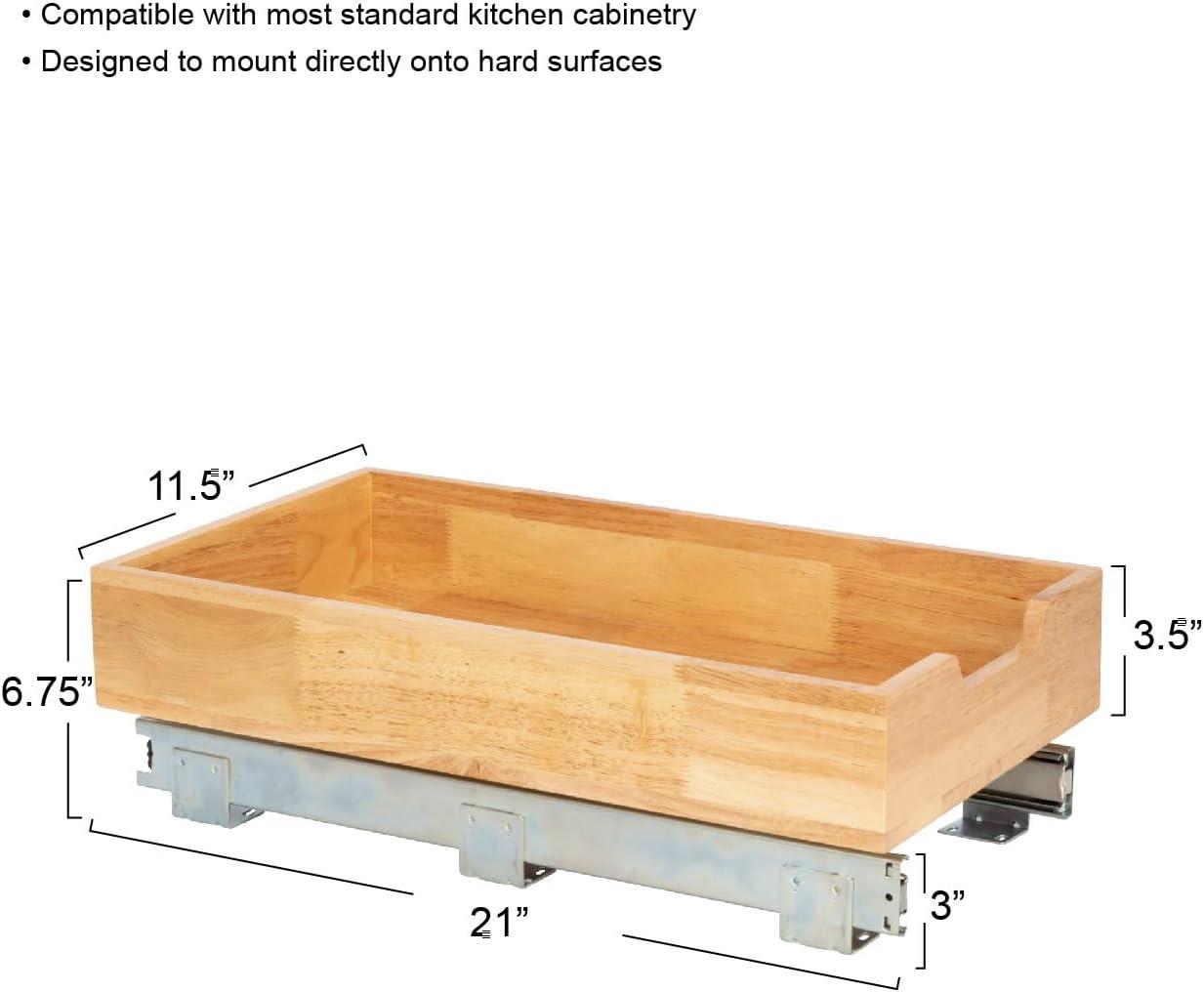 image:imageHousehold Essentials Glidez Steel and Wood PullOutSlideOut Storage Organizer for Under Cabinet Use 1Tier Design Fits Standard Size Cabinet or Shelf Brushed Nickel and Natural1Tier