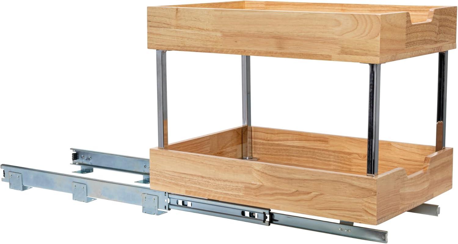 image:imageHousehold Essentials Glidez Steel and Wood PullOutSlideOut Storage Organizer for Under Cabinet Use 1Tier Design Fits Standard Size Cabinet or Shelf Brushed Nickel and Natural2Tier