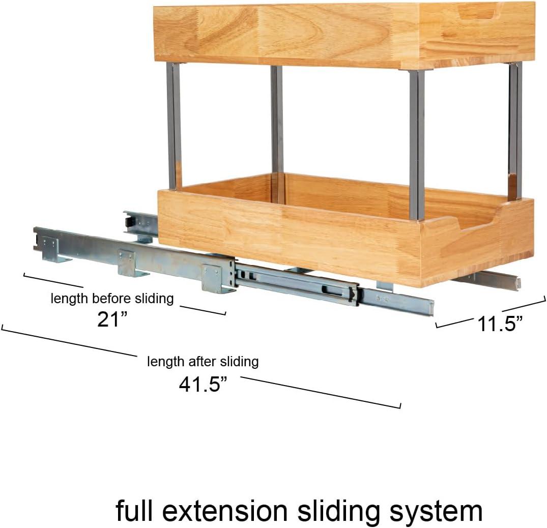image:imageHousehold Essentials Glidez Steel and Wood PullOutSlideOut Storage Organizer for Under Cabinet Use 1Tier Design Fits Standard Size Cabinet or Shelf Brushed Nickel and Natural2Tier
