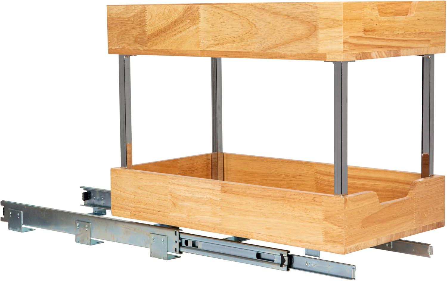 image:imageHousehold Essentials Glidez Steel and Wood PullOutSlideOut Storage Organizer for Under Cabinet Use 1Tier Design Fits Standard Size Cabinet or Shelf Brushed Nickel and Natural2Tier