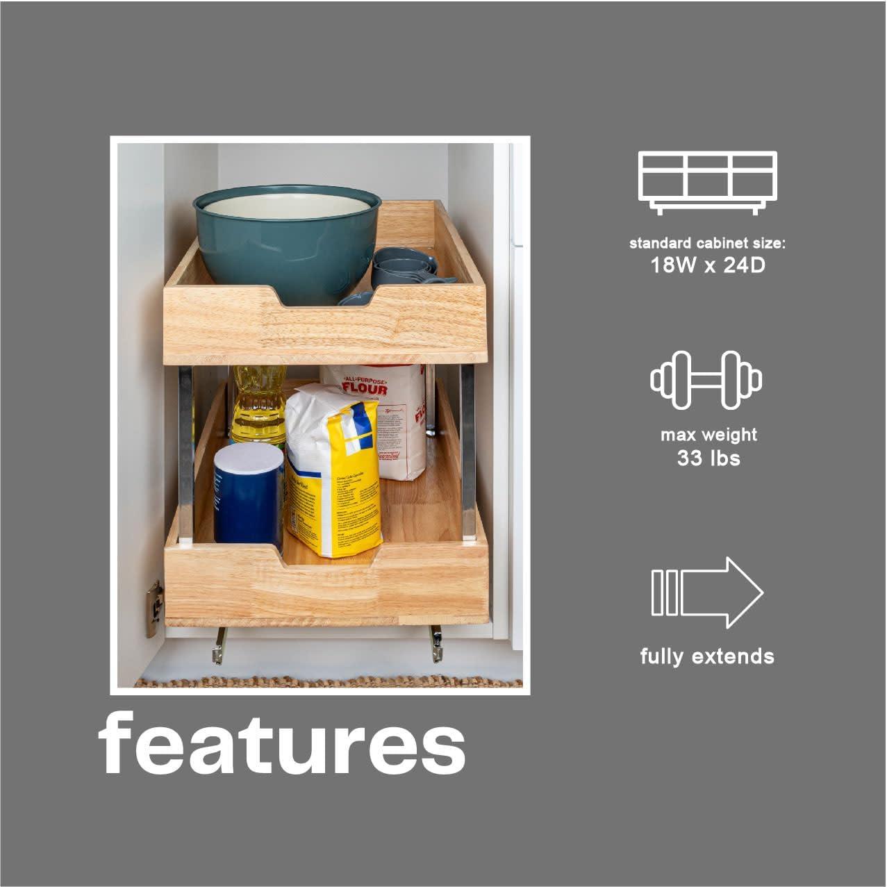 image:imageHousehold Essentials Glidez Steel and Wood PullOutSlideOut Storage Organizer for Under Cabinet Use 1Tier Design Fits Standard Size Cabinet or Shelf Brushed Nickel and Natural2Tier