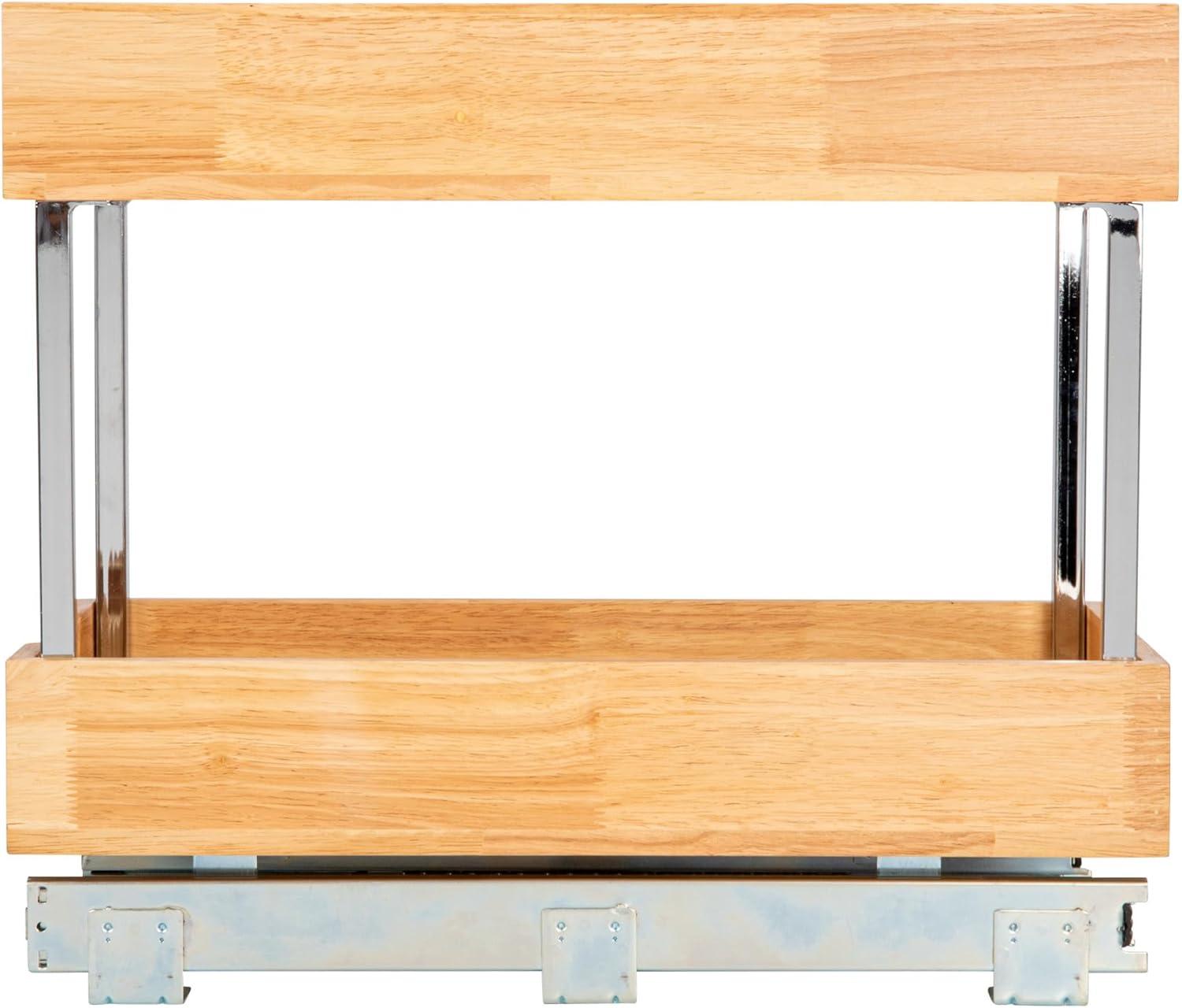 image:imageHousehold Essentials Glidez Steel and Wood PullOutSlideOut Storage Organizer for Under Cabinet Use 1Tier Design Fits Standard Size Cabinet or Shelf Brushed Nickel and Natural2Tier
