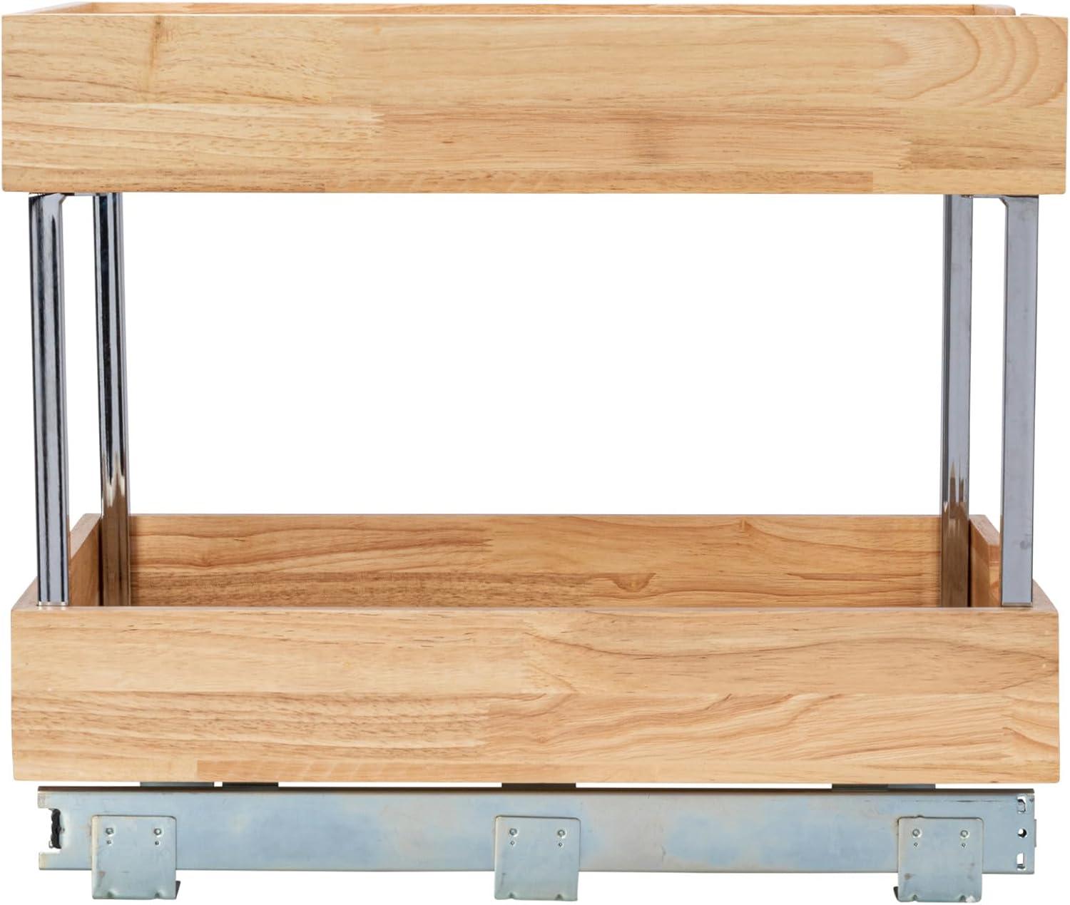 image:imageHousehold Essentials Glidez Steel and Wood PullOutSlideOut Storage Organizer for Under Cabinet Use 1Tier Design Fits Standard Size Cabinet or Shelf Brushed Nickel and Natural2Tier