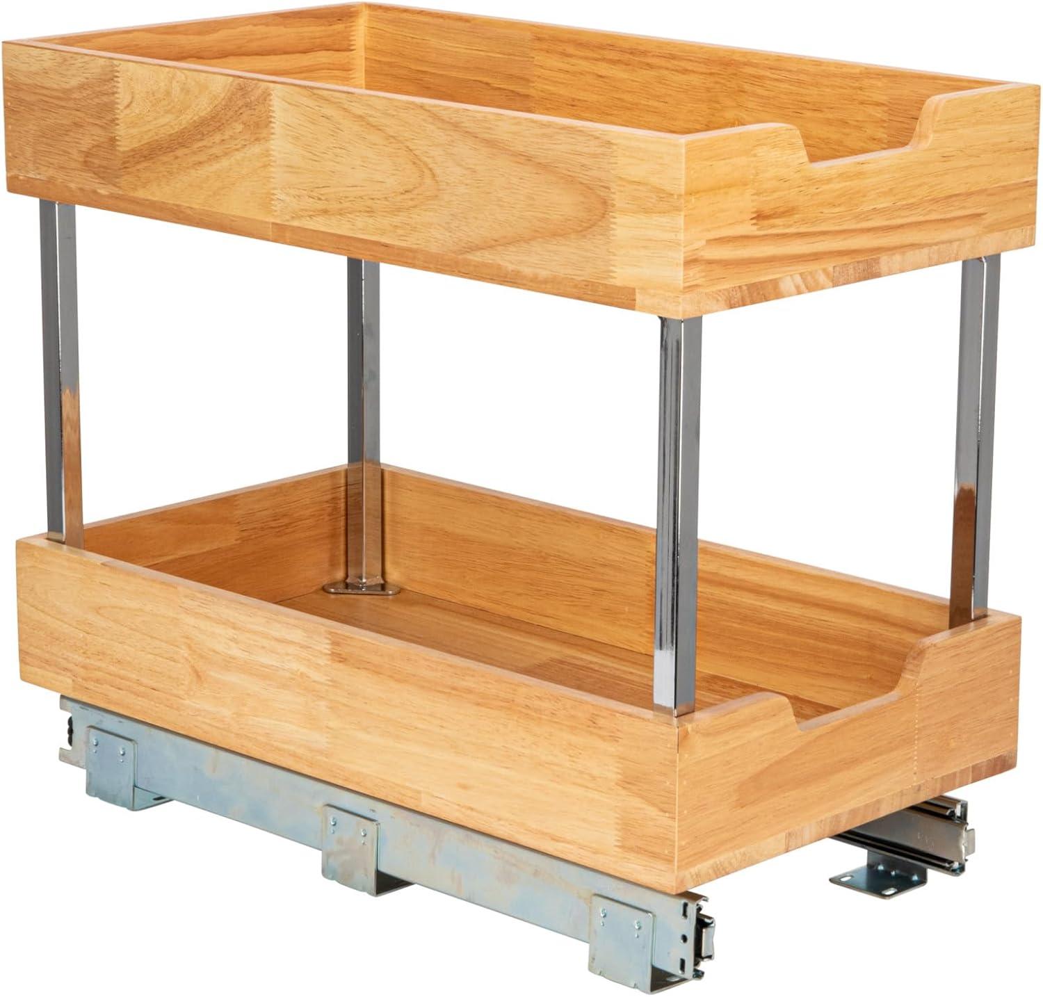 image:imageHousehold Essentials Glidez Steel and Wood PullOutSlideOut Storage Organizer for Under Cabinet Use 1Tier Design Fits Standard Size Cabinet or Shelf Brushed Nickel and Natural2Tier