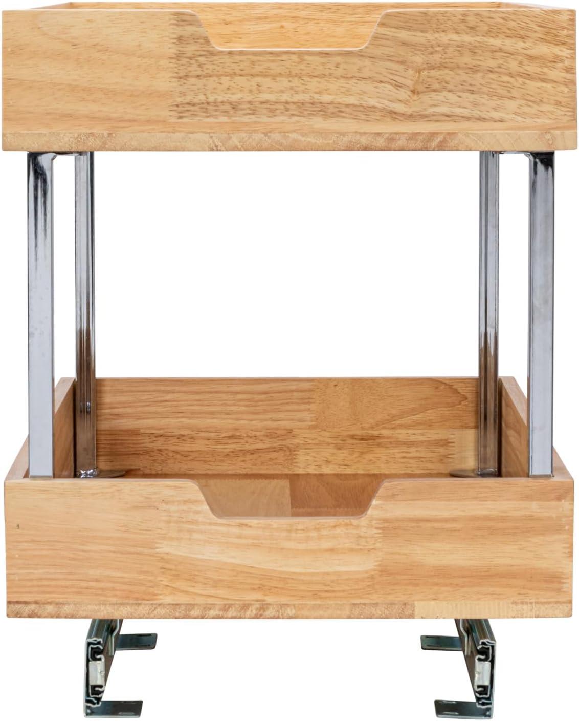 image:imageHousehold Essentials Glidez Steel and Wood PullOutSlideOut Storage Organizer for Under Cabinet Use 1Tier Design Fits Standard Size Cabinet or Shelf Brushed Nickel and Natural2Tier