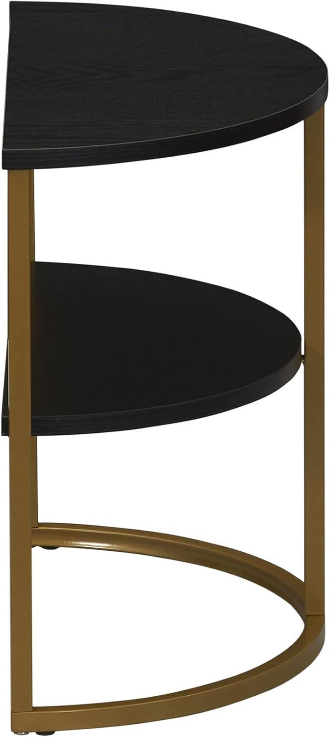 image:imageHousehold Essentials Half Moon Rectangular Coffee Table Black Oak Wood Grain and Gold MetalBlack Oak
