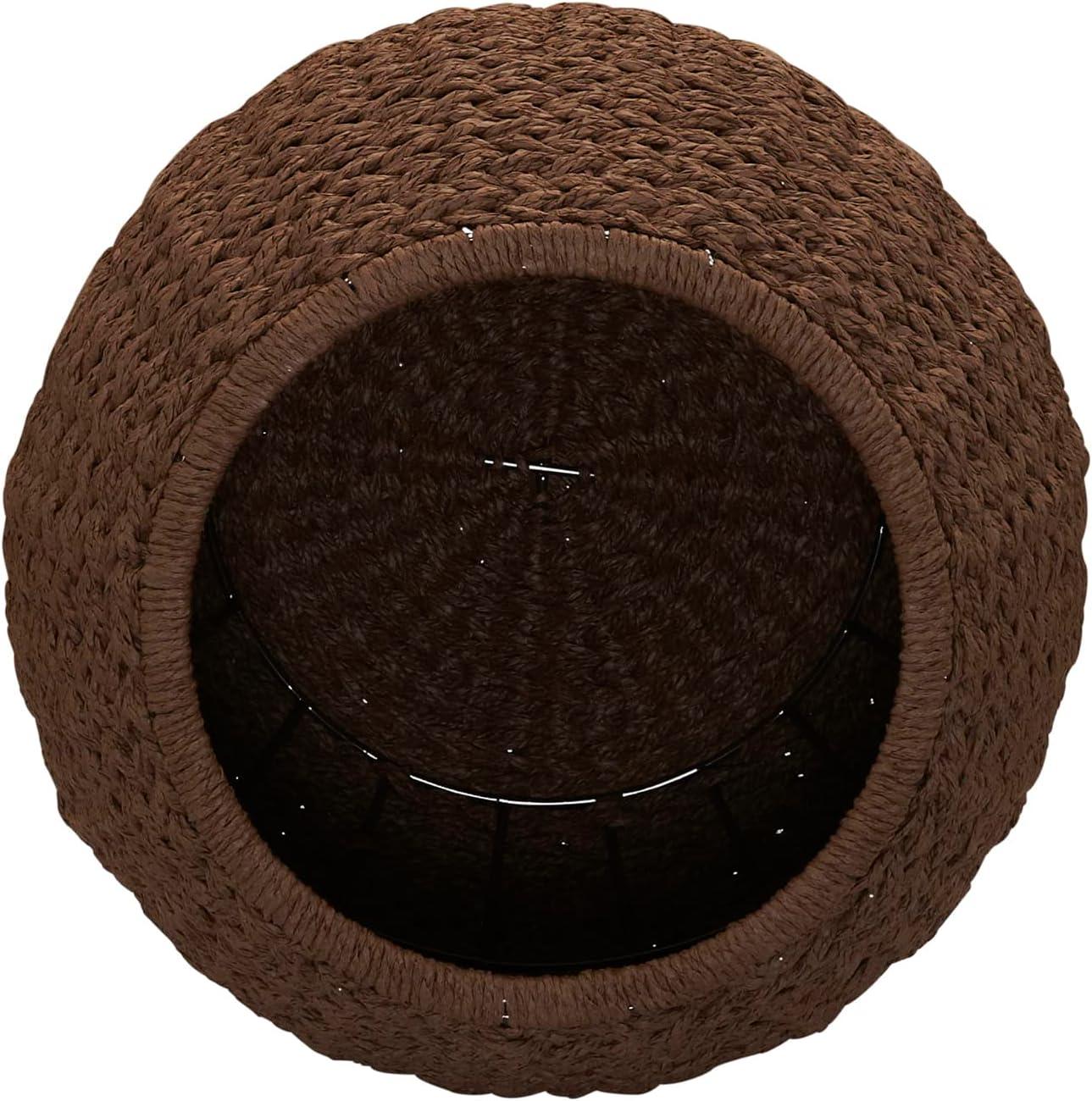 image:imageHousehold Essentials Handwoven Paper Rope Barrel Wicker Storage Basket Side Table BrownBrown Paper Rope