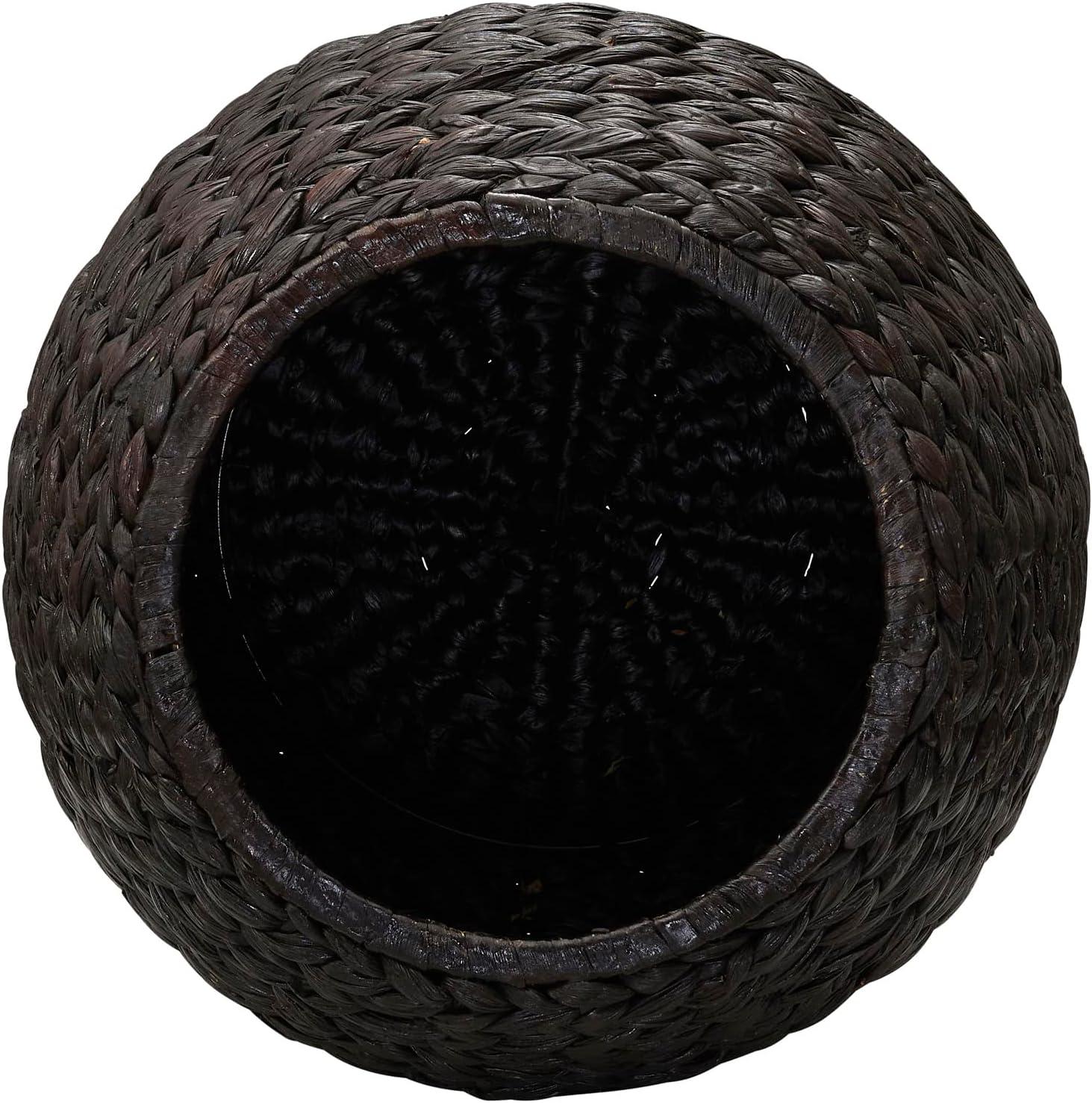 image:imageHousehold Essentials Handwoven Paper Rope Barrel Wicker Storage Basket Side Table BrownBrown Water Hyacinth