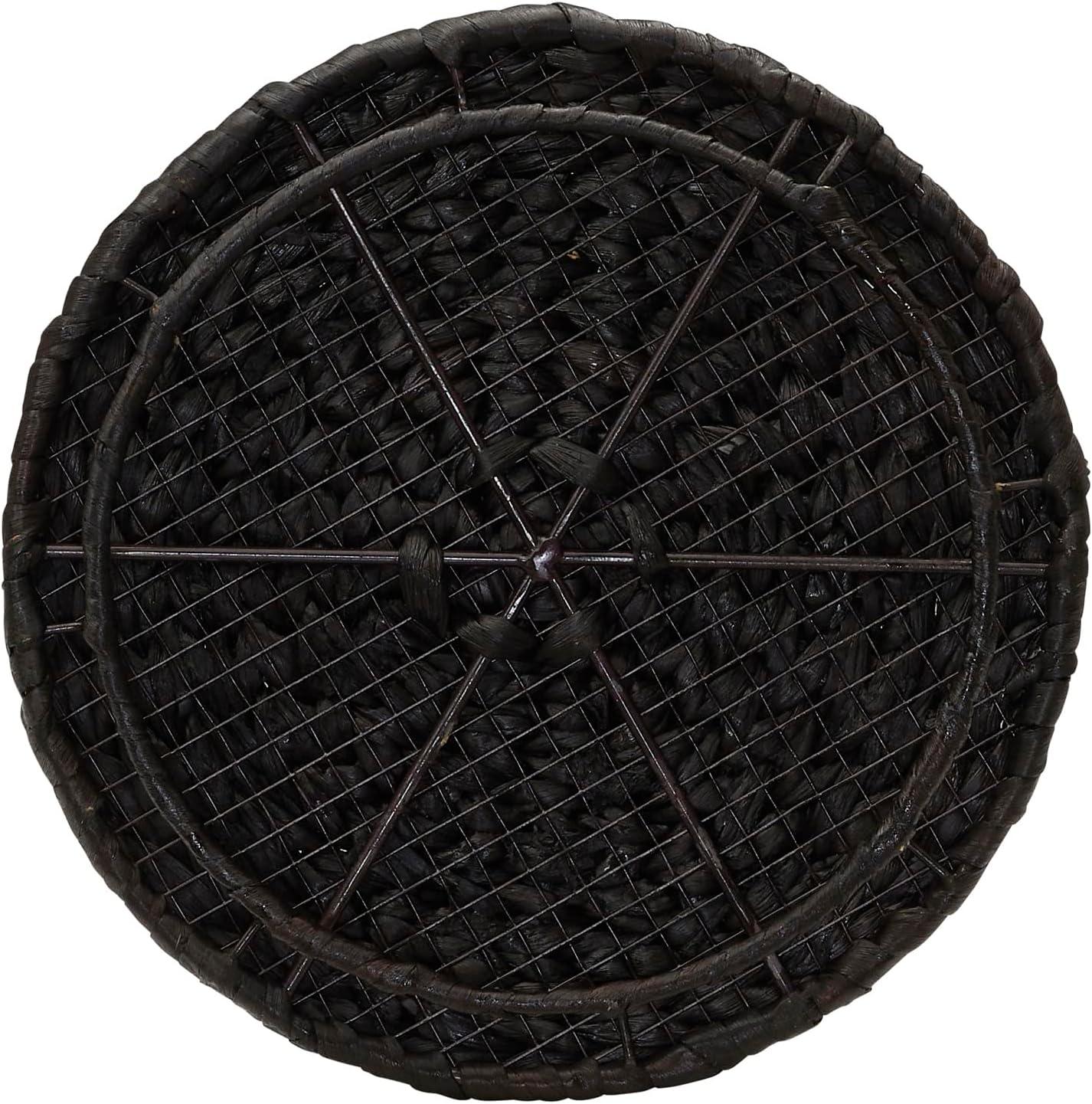 image:imageHousehold Essentials Handwoven Paper Rope Barrel Wicker Storage Basket Side Table BrownBrown Water Hyacinth