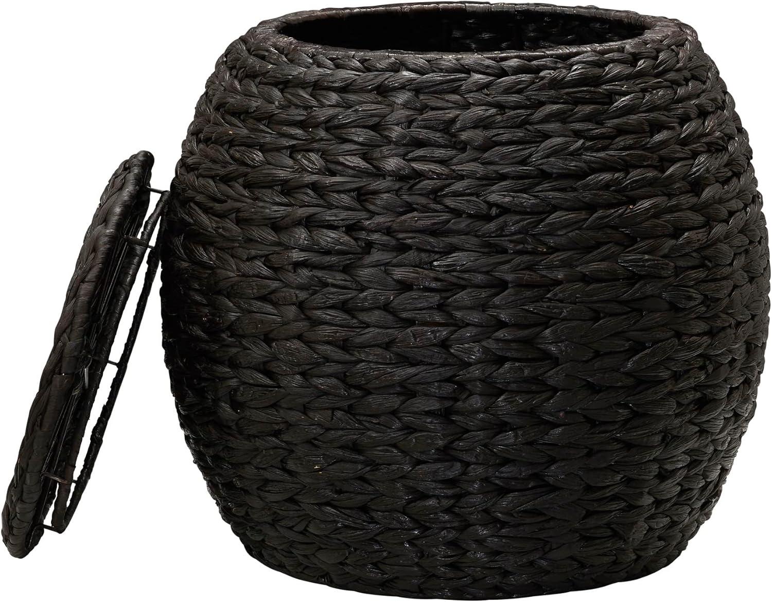 image:imageHousehold Essentials Handwoven Paper Rope Barrel Wicker Storage Basket Side Table BrownBrown Water Hyacinth