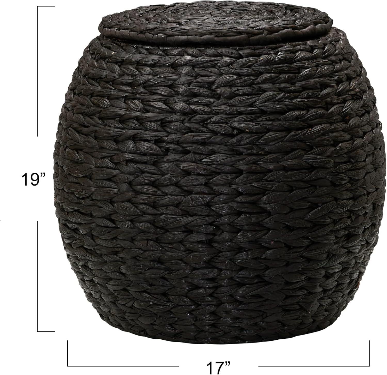 image:imageHousehold Essentials Handwoven Paper Rope Barrel Wicker Storage Basket Side Table BrownBrown Water Hyacinth