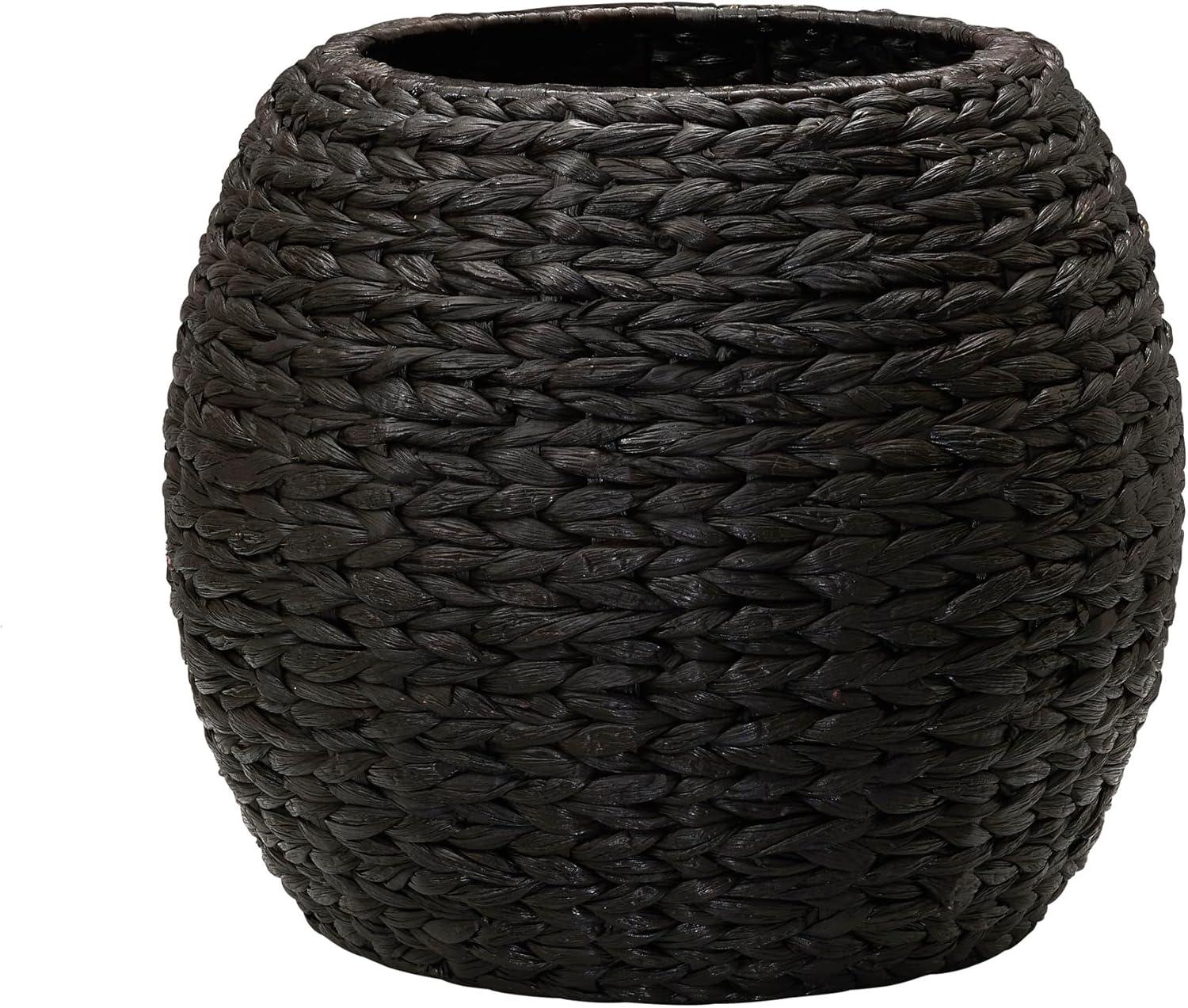 image:imageHousehold Essentials Handwoven Paper Rope Barrel Wicker Storage Basket Side Table BrownBrown Water Hyacinth