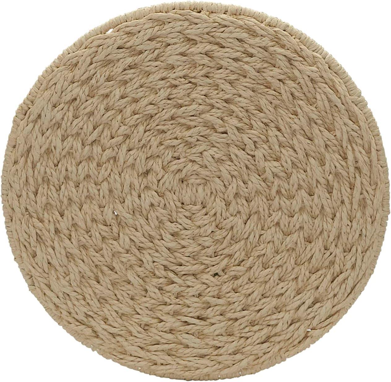 image:imageHousehold Essentials Handwoven Paper Rope Barrel Wicker Storage Basket Side Table BrownCream Paper Rope
